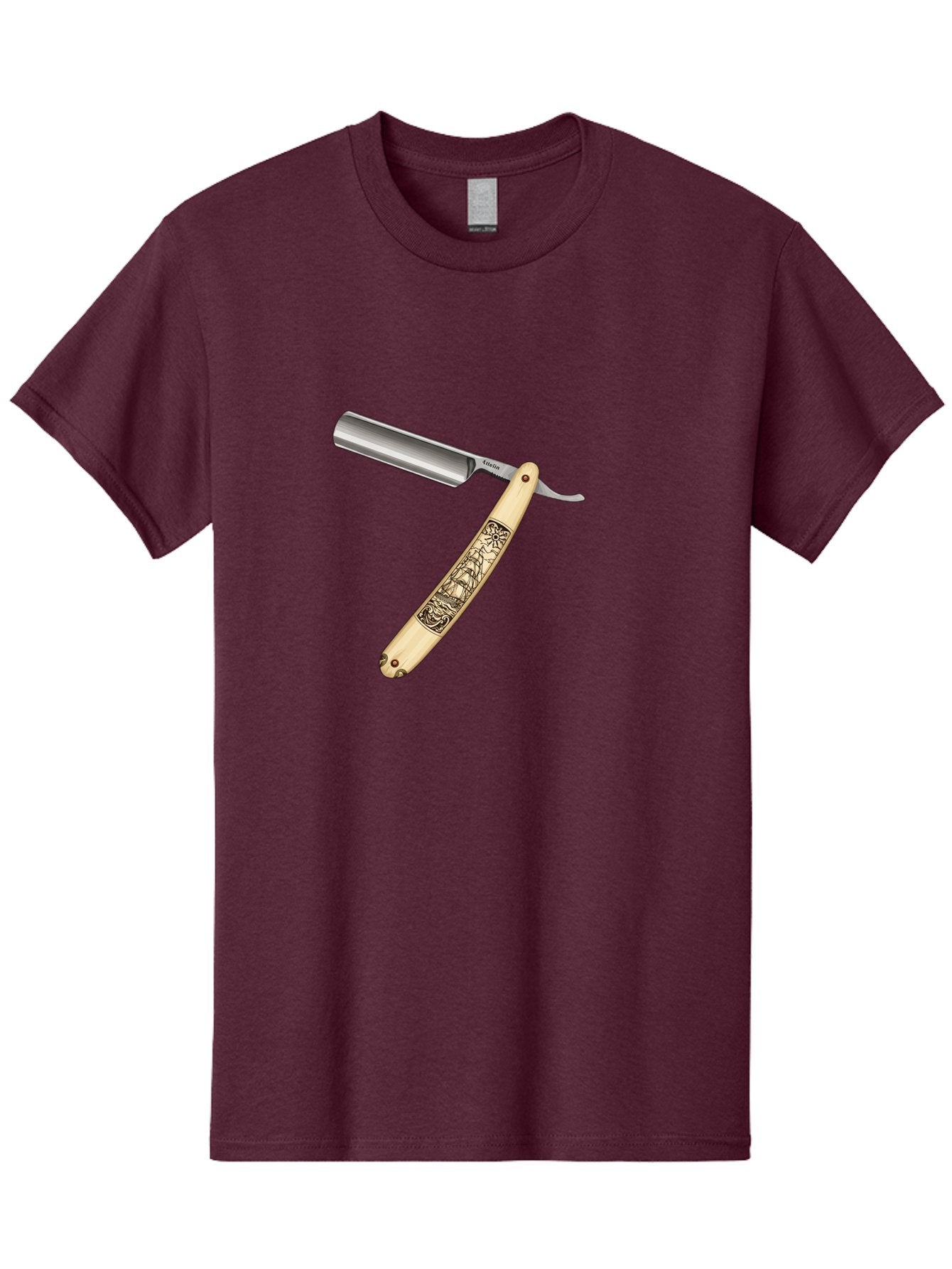 Straight-Razor-2 Men'S Graphic Tee, 100% Cotton, Comfortable Casual Summer Wear, Machine Washable, Straight Razor, Shaving Razor, Traditional Grooming, Vintage Design, Intricate Engravings, Sharp Blade, Precision Cutting, Stylish Accessories Bad728 6