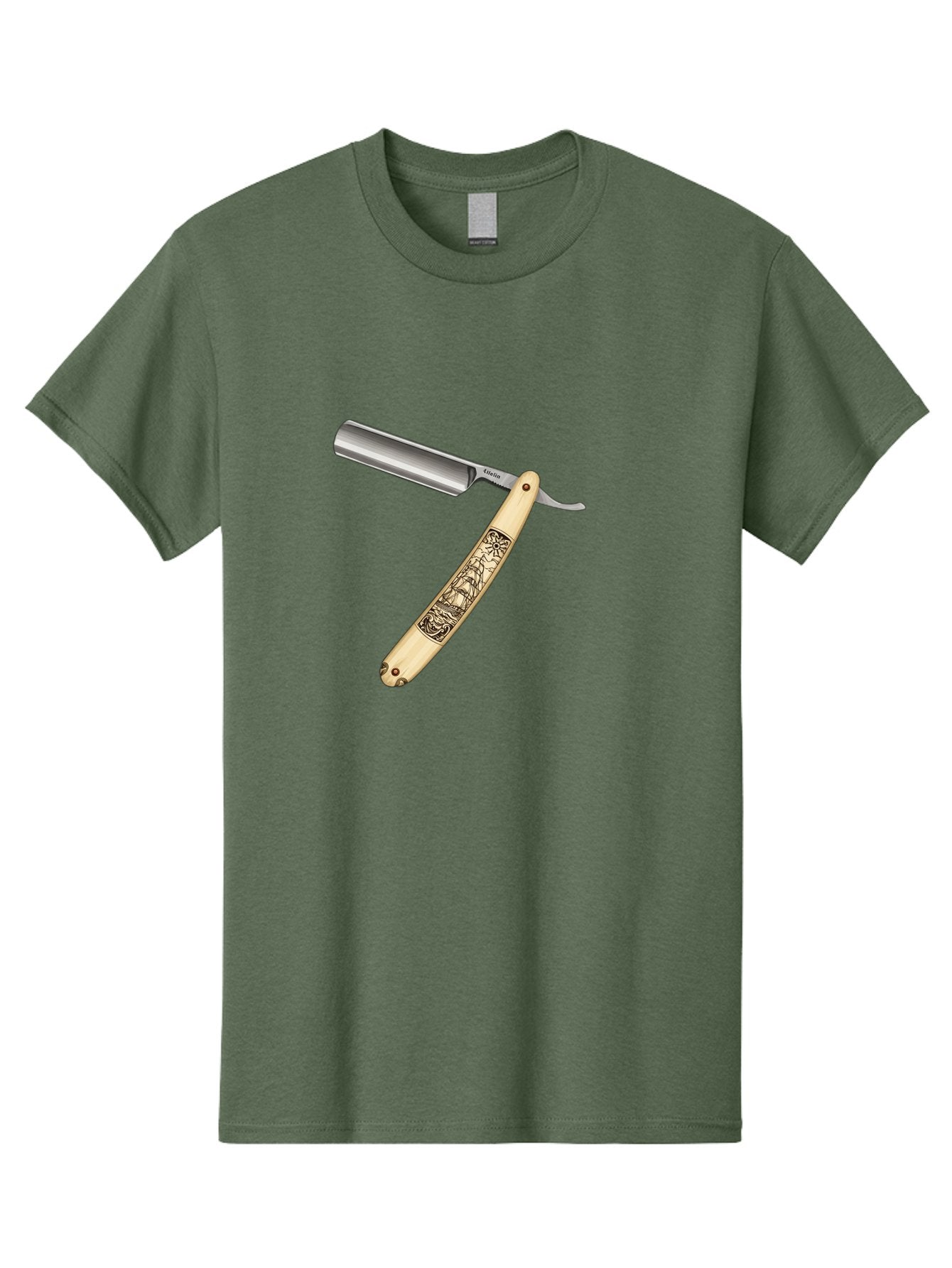 Straight-Razor-2 Men'S Graphic Tee, 100% Cotton, Comfortable Casual Summer Wear, Machine Washable, Straight Razor, Shaving Razor, Traditional Grooming, Vintage Design, Intricate Engravings, Sharp Blade, Precision Cutting, Stylish Accessories Bad728 15