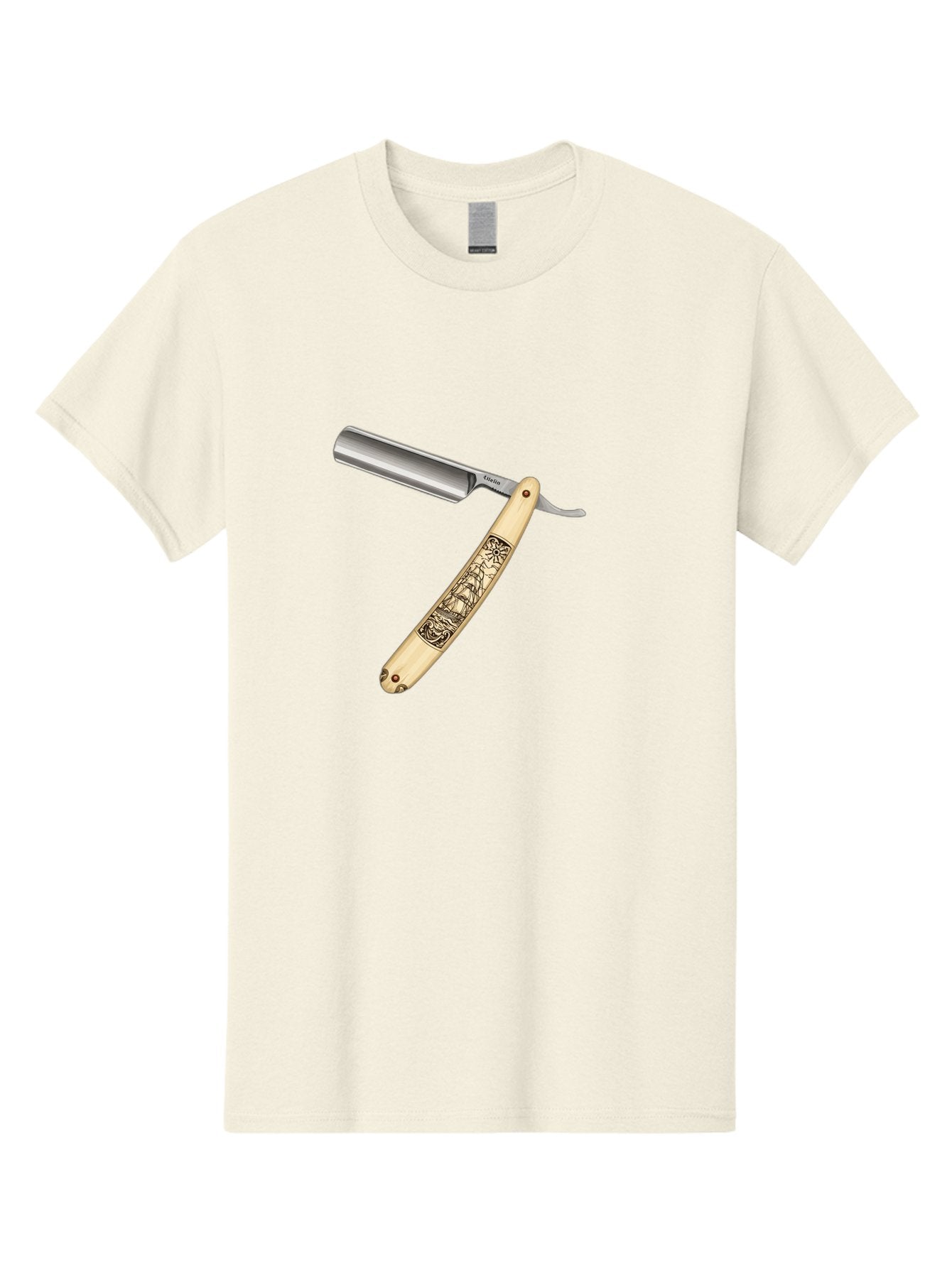Straight-Razor-2 Men'S Graphic Tee, 100% Cotton, Comfortable Casual Summer Wear, Machine Washable, Straight Razor, Shaving Razor, Traditional Grooming, Vintage Design, Intricate Engravings, Sharp Blade, Precision Cutting, Stylish Accessories Bad728