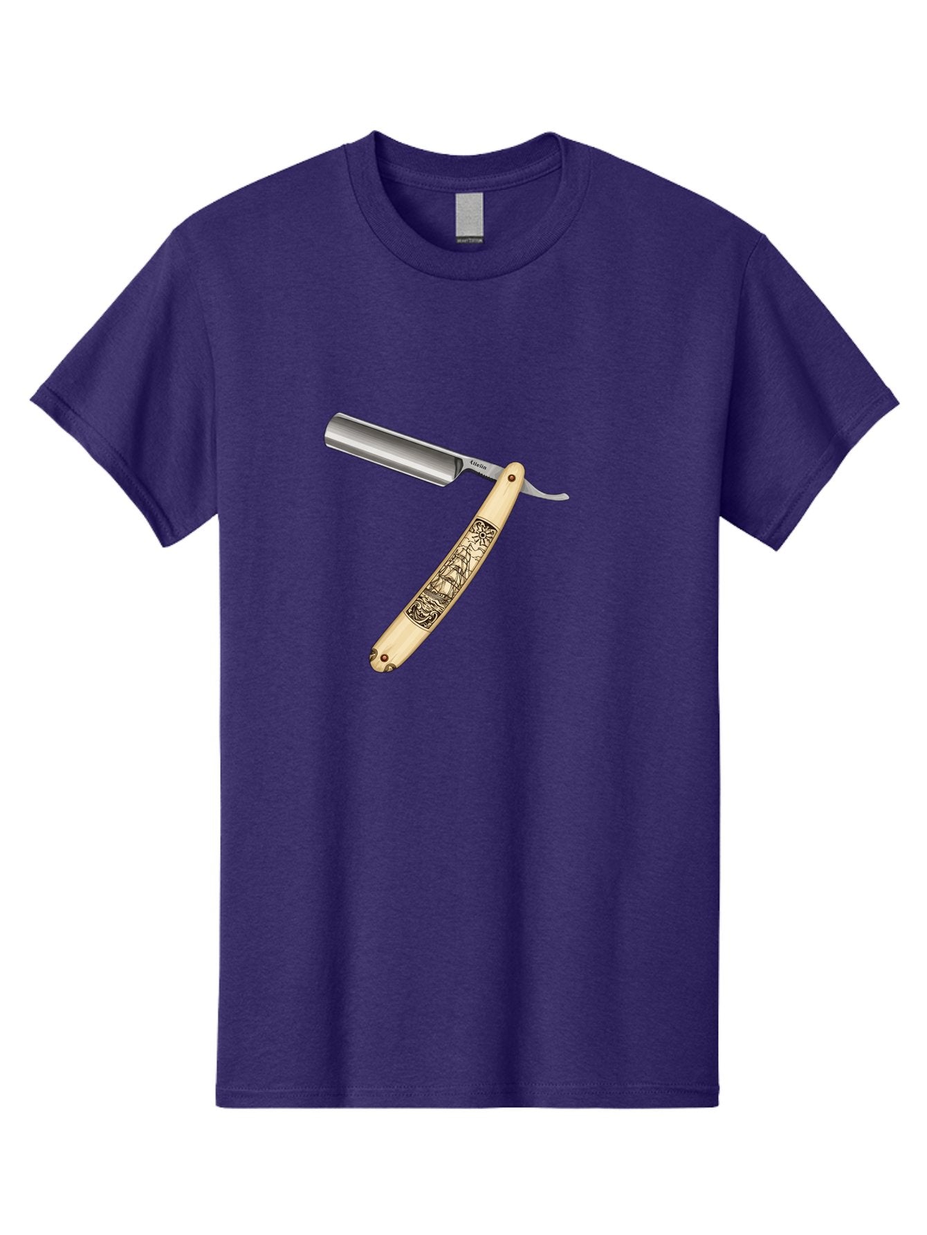 Straight-Razor-2 Men'S Graphic Tee, 100% Cotton, Comfortable Casual Summer Wear, Machine Washable, Straight Razor, Shaving Razor, Traditional Grooming, Vintage Design, Intricate Engravings, Sharp Blade, Precision Cutting, Stylish Accessories Bad728