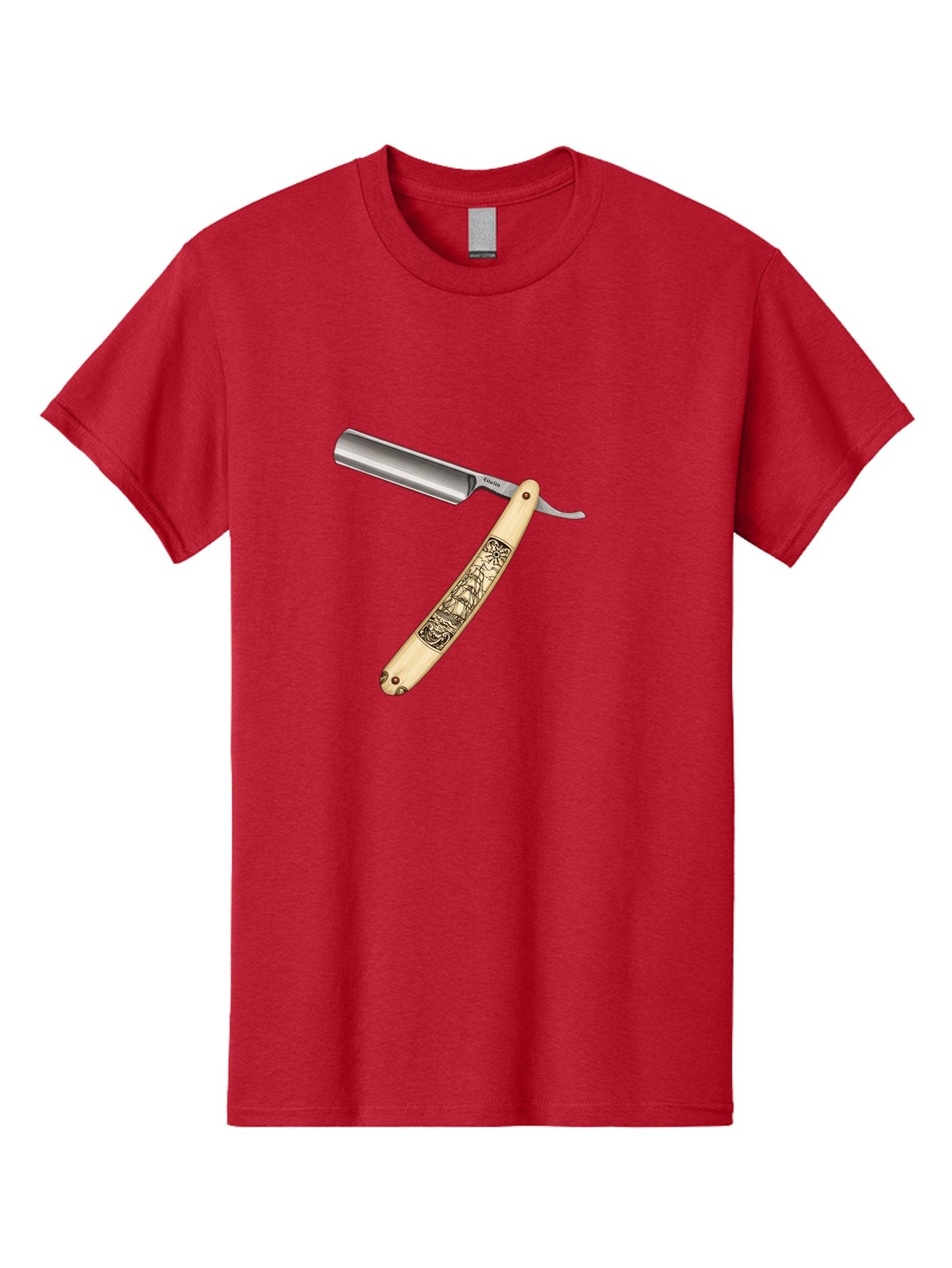 Straight-Razor-2 Men'S Graphic Tee, 100% Cotton, Comfortable Casual Summer Wear, Machine Washable, Straight Razor, Shaving Razor, Traditional Grooming, Vintage Design, Intricate Engravings, Sharp Blade, Precision Cutting, Stylish Accessories Bad728 11