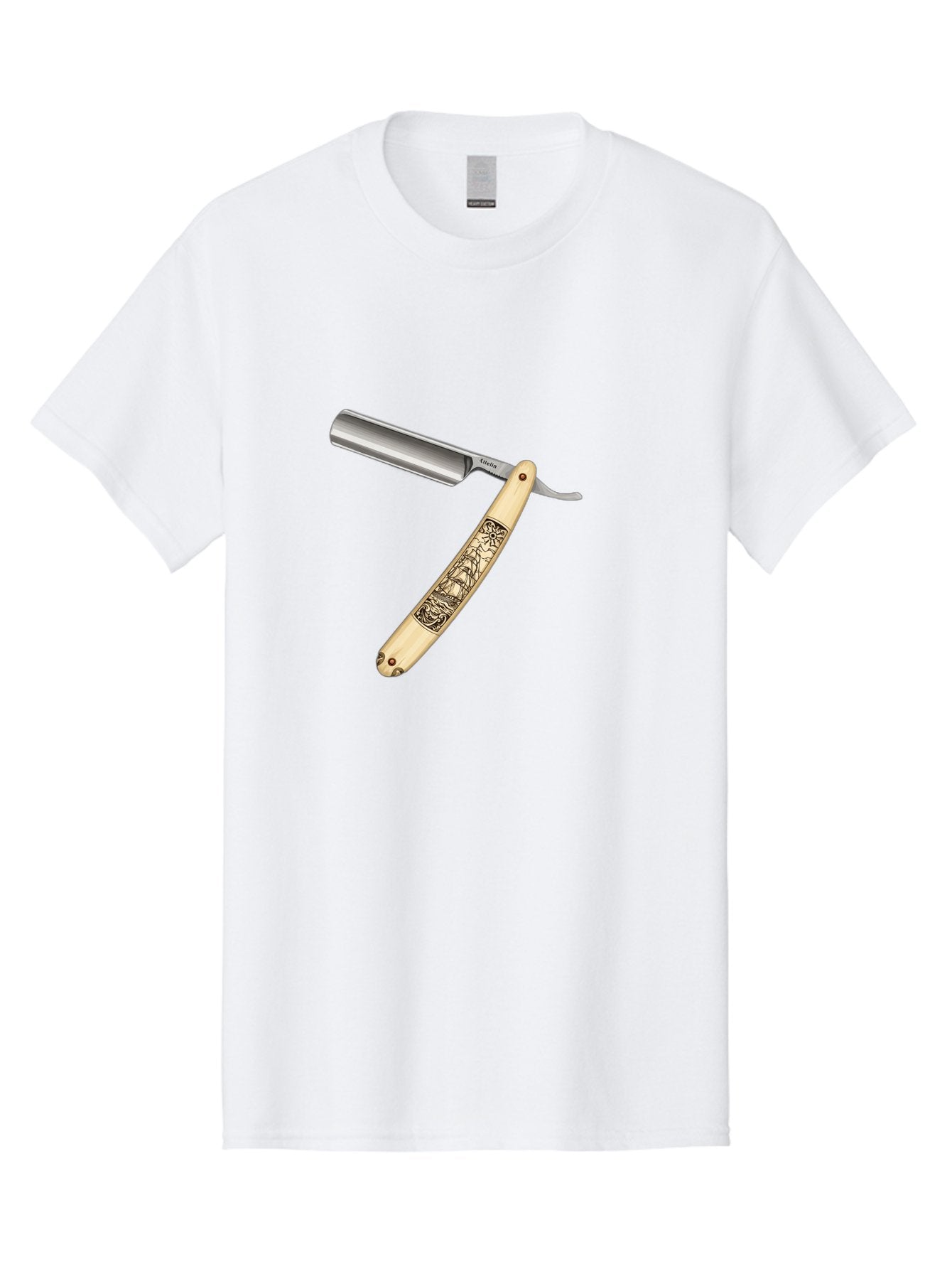 Straight-Razor-2 Men'S Graphic Tee, 100% Cotton, Comfortable Casual Summer Wear, Machine Washable, Straight Razor, Shaving Razor, Traditional Grooming, Vintage Design, Intricate Engravings, Sharp Blade, Precision Cutting, Stylish Accessories Bad728 14