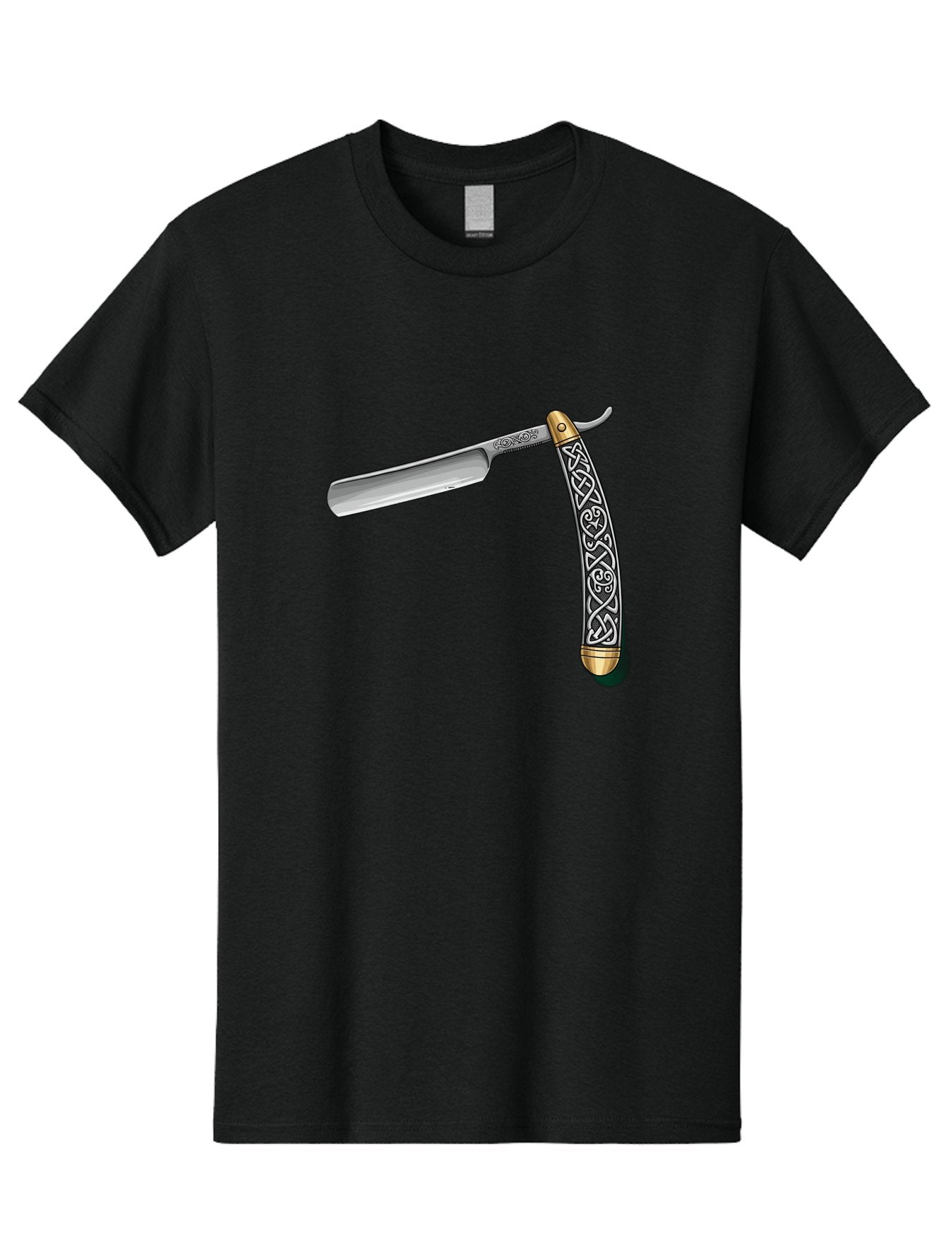 Straight-Razor-5 Men'S Graphic Tee, 100% Cotton, Comfortable Casual Summer Wear, Machine Washable, Cut-Throat Razor, Straight Razor, Vintage Shaving, Traditional Grooming, Antique Design, Intricate Patterns, Razor Blade, Shaving Tools, Bad731 4