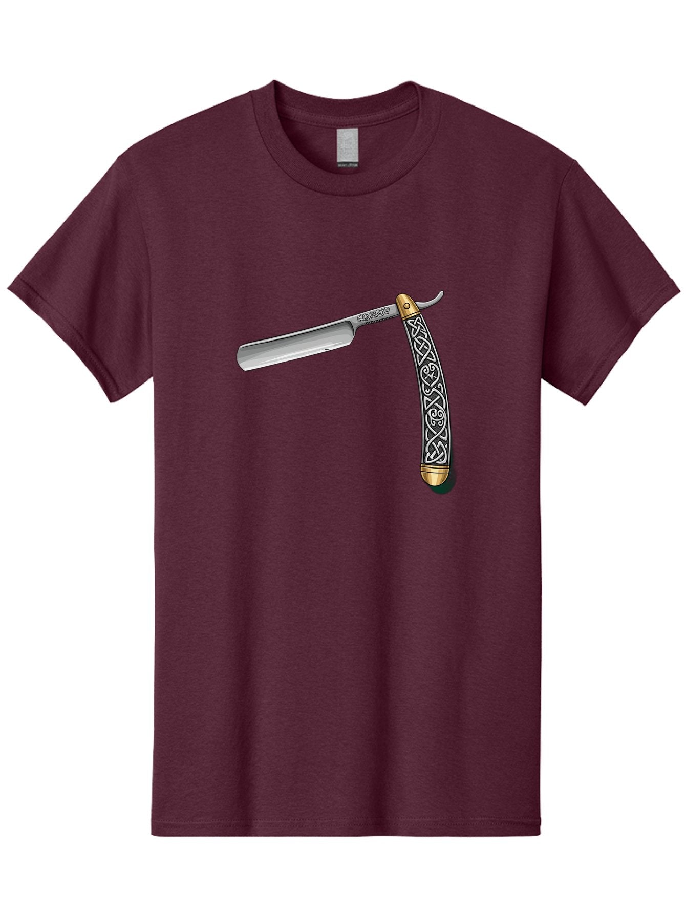 Straight-Razor-5 Men'S Graphic Tee, 100% Cotton, Comfortable Casual Summer Wear, Machine Washable, Cut-Throat Razor, Straight Razor, Vintage Shaving, Traditional Grooming, Antique Design, Intricate Patterns, Razor Blade, Shaving Tools, Bad731 13