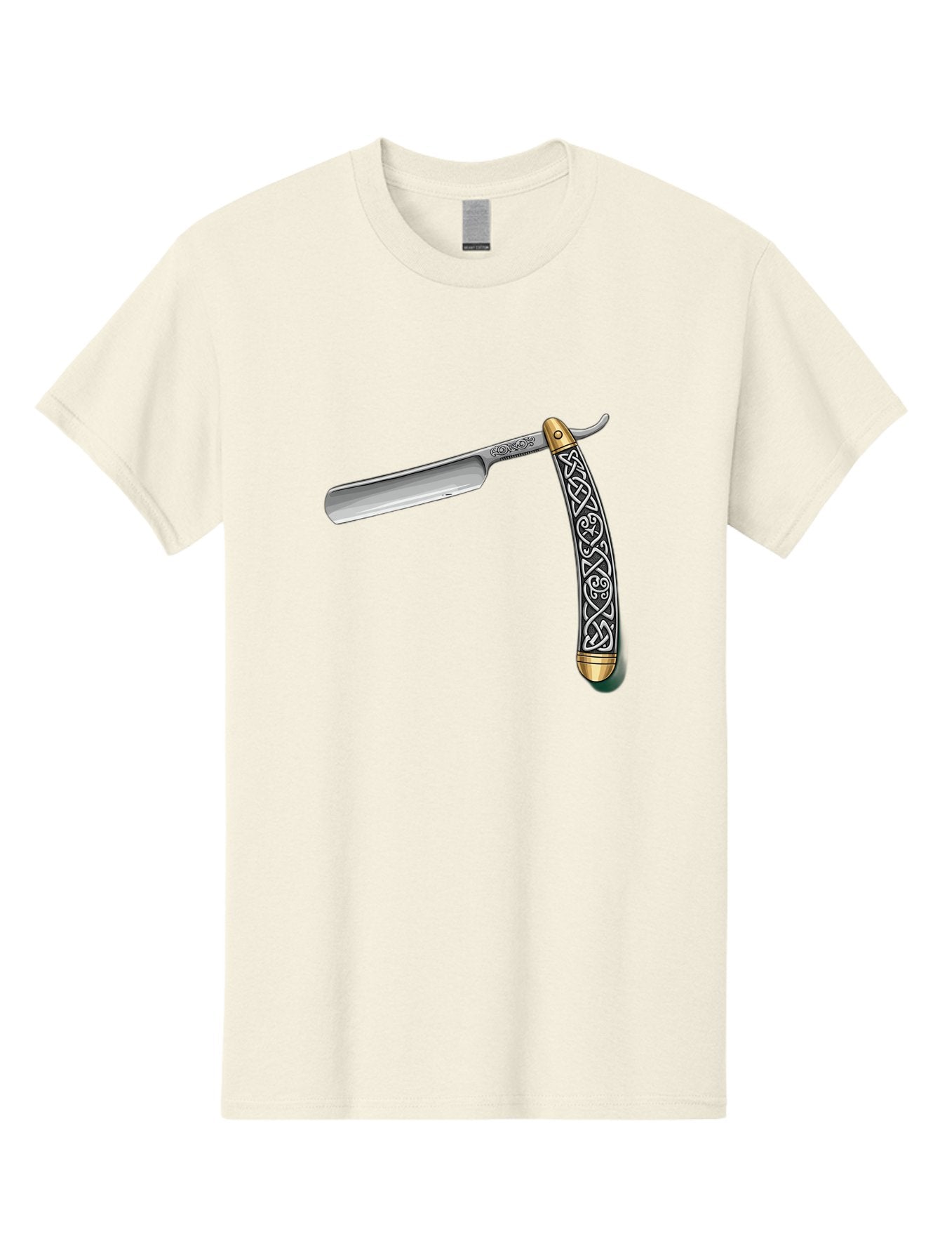 Straight-Razor-5 Men'S Graphic Tee, 100% Cotton, Comfortable Casual Summer Wear, Machine Washable, Cut-Throat Razor, Straight Razor, Vintage Shaving, Traditional Grooming, Antique Design, Intricate Patterns, Razor Blade, Shaving Tools, Bad731 12