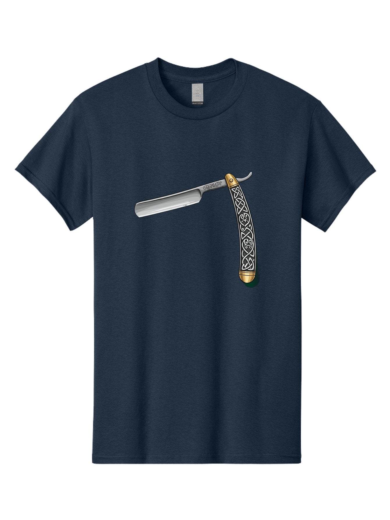 Straight-Razor-5 Men'S Graphic Tee, 100% Cotton, Comfortable Casual Summer Wear, Machine Washable, Cut-Throat Razor, Straight Razor, Vintage Shaving, Traditional Grooming, Antique Design, Intricate Patterns, Razor Blade, Shaving Tools, Bad731 9