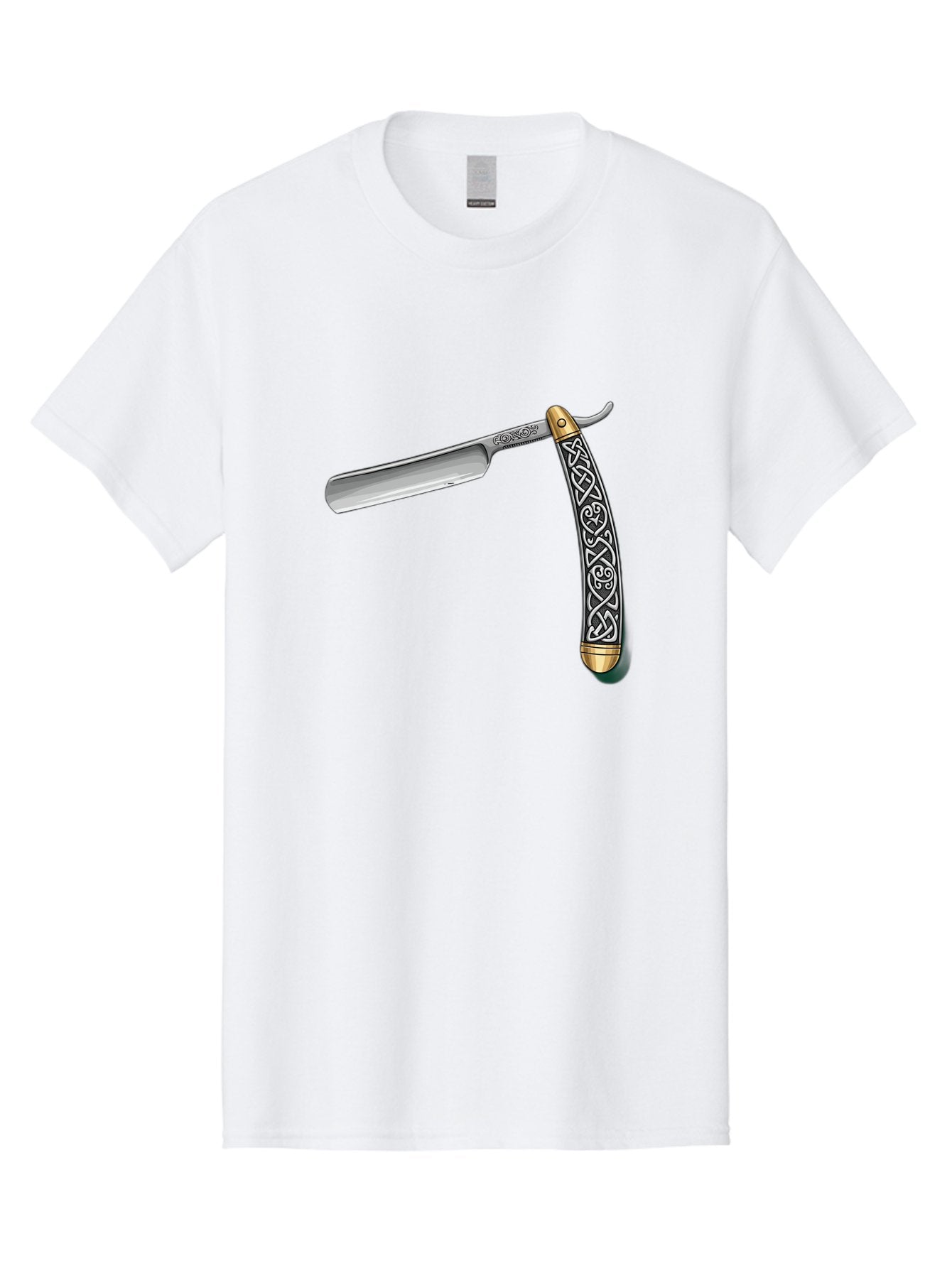 Straight-Razor-5 Men'S Graphic Tee, 100% Cotton, Comfortable Casual Summer Wear, Machine Washable, Cut-Throat Razor, Straight Razor, Vintage Shaving, Traditional Grooming, Antique Design, Intricate Patterns, Razor Blade, Shaving Tools, Bad731 6