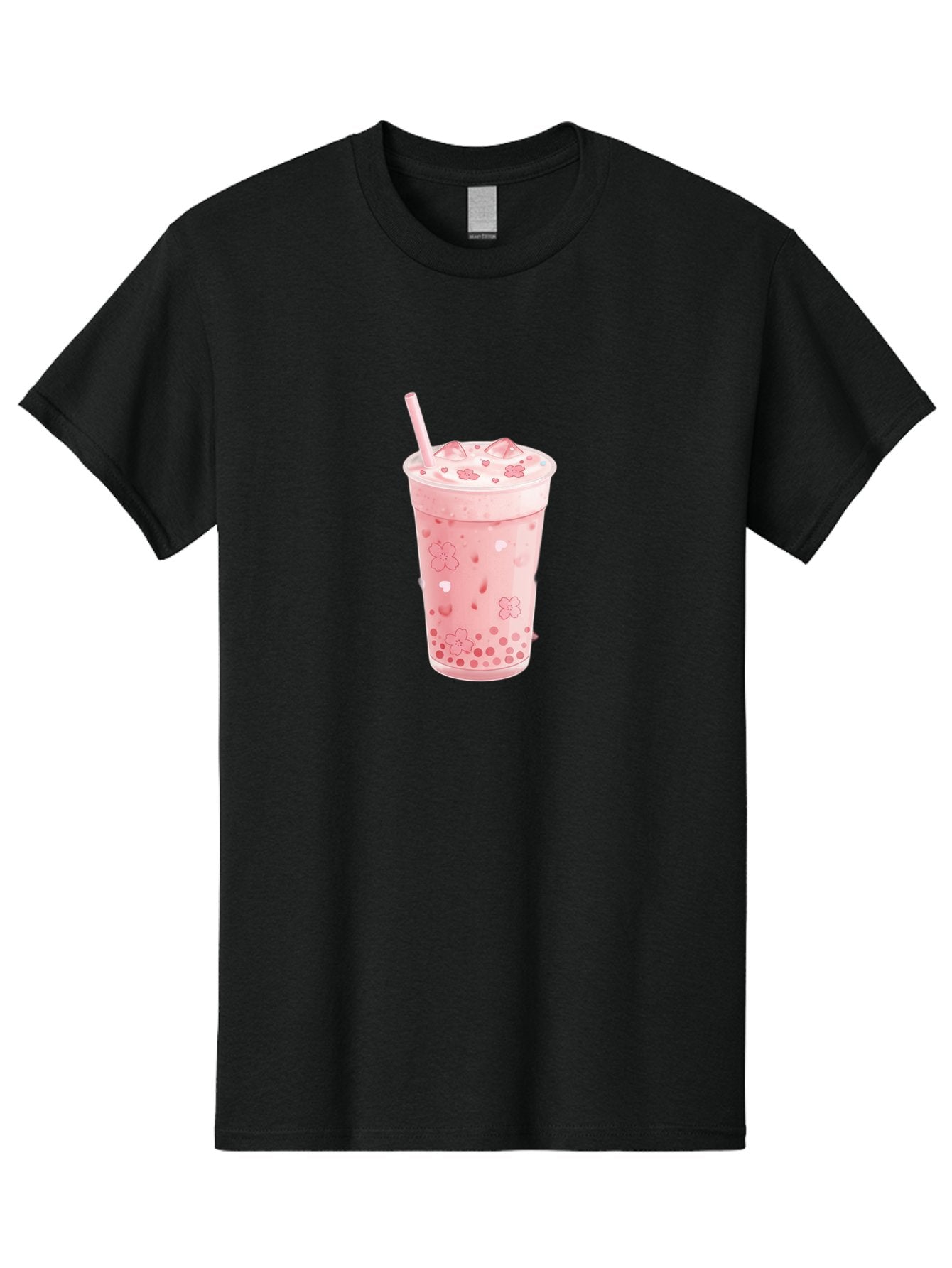 Strawberry-Milk-Tea Men'S Graphic Tee, 100% Cotton, Comfortable Casual Summer Wear, Machine Washable, Pink Milk Tea, Bubble Tea, Boba Drink, Iced Tea, Floral Design, Straw, Creamy Texture, Sweet Treat, Refreshing Beverage, Summer Drink Bad740 8