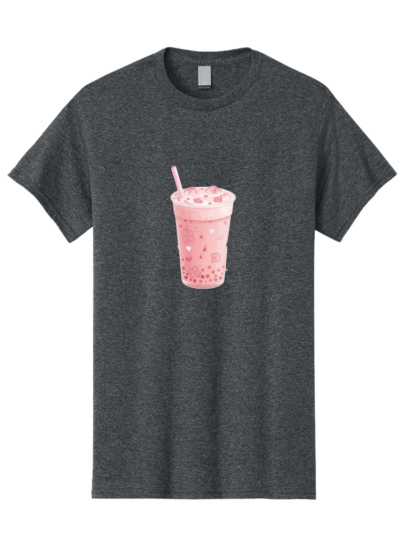 Strawberry-Milk-Tea Men'S Graphic Tee, 100% Cotton, Comfortable Casual Summer Wear, Machine Washable, Pink Milk Tea, Bubble Tea, Boba Drink, Iced Tea, Floral Design, Straw, Creamy Texture, Sweet Treat, Refreshing Beverage, Summer Drink Bad740 10