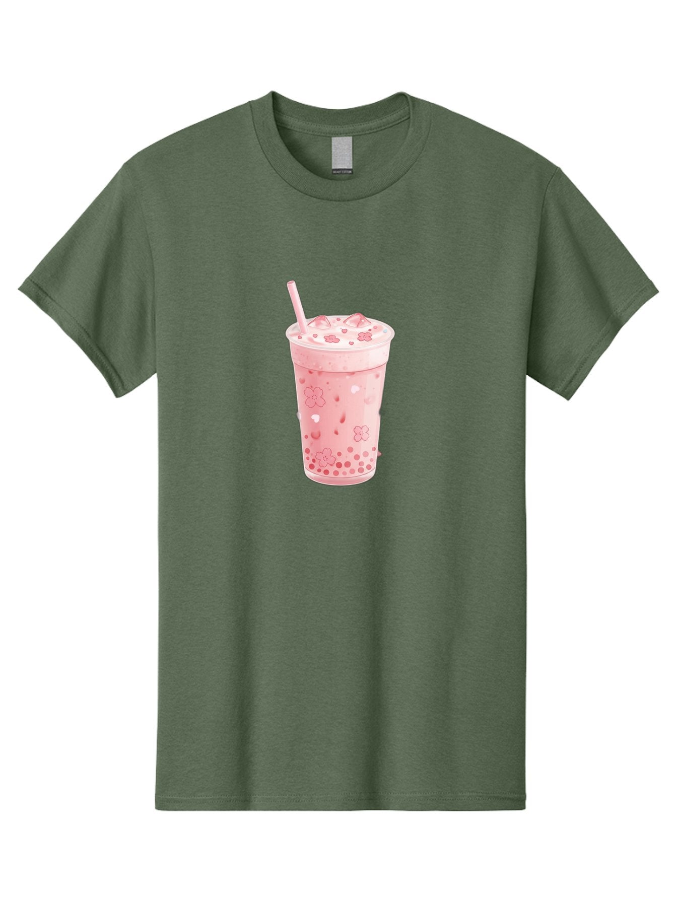 Strawberry-Milk-Tea Men'S Graphic Tee, 100% Cotton, Comfortable Casual Summer Wear, Machine Washable, Pink Milk Tea, Bubble Tea, Boba Drink, Iced Tea, Floral Design, Straw, Creamy Texture, Sweet Treat, Refreshing Beverage, Summer Drink Bad740 5