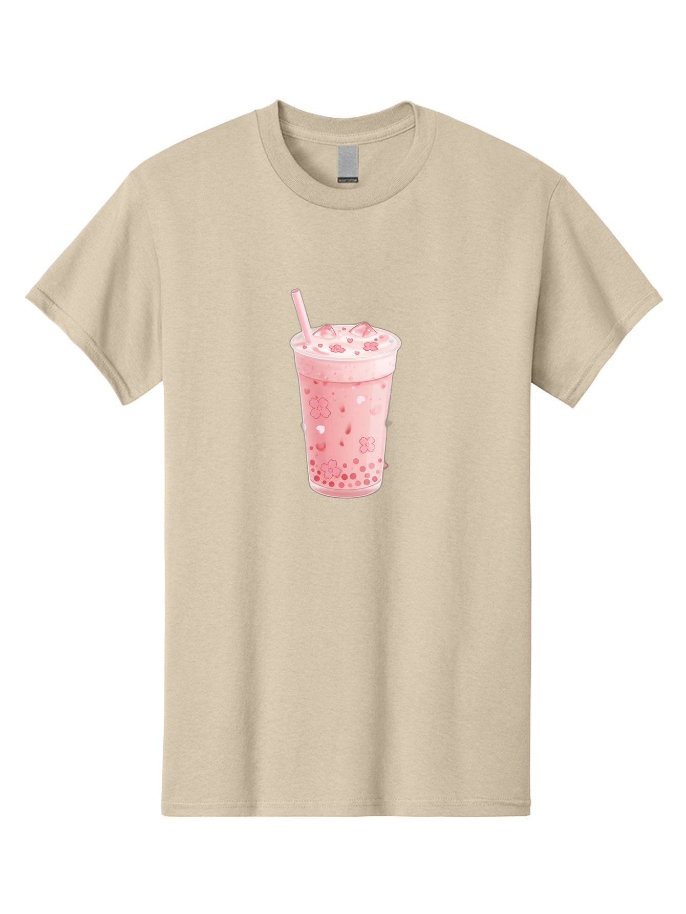 Strawberry-Milk-Tea Men'S Graphic Tee, 100% Cotton, Comfortable Casual Summer Wear, Machine Washable, Pink Milk Tea, Bubble Tea, Boba Drink, Iced Tea, Floral Design, Straw, Creamy Texture, Sweet Treat, Refreshing Beverage, Summer Drink Bad740 15
