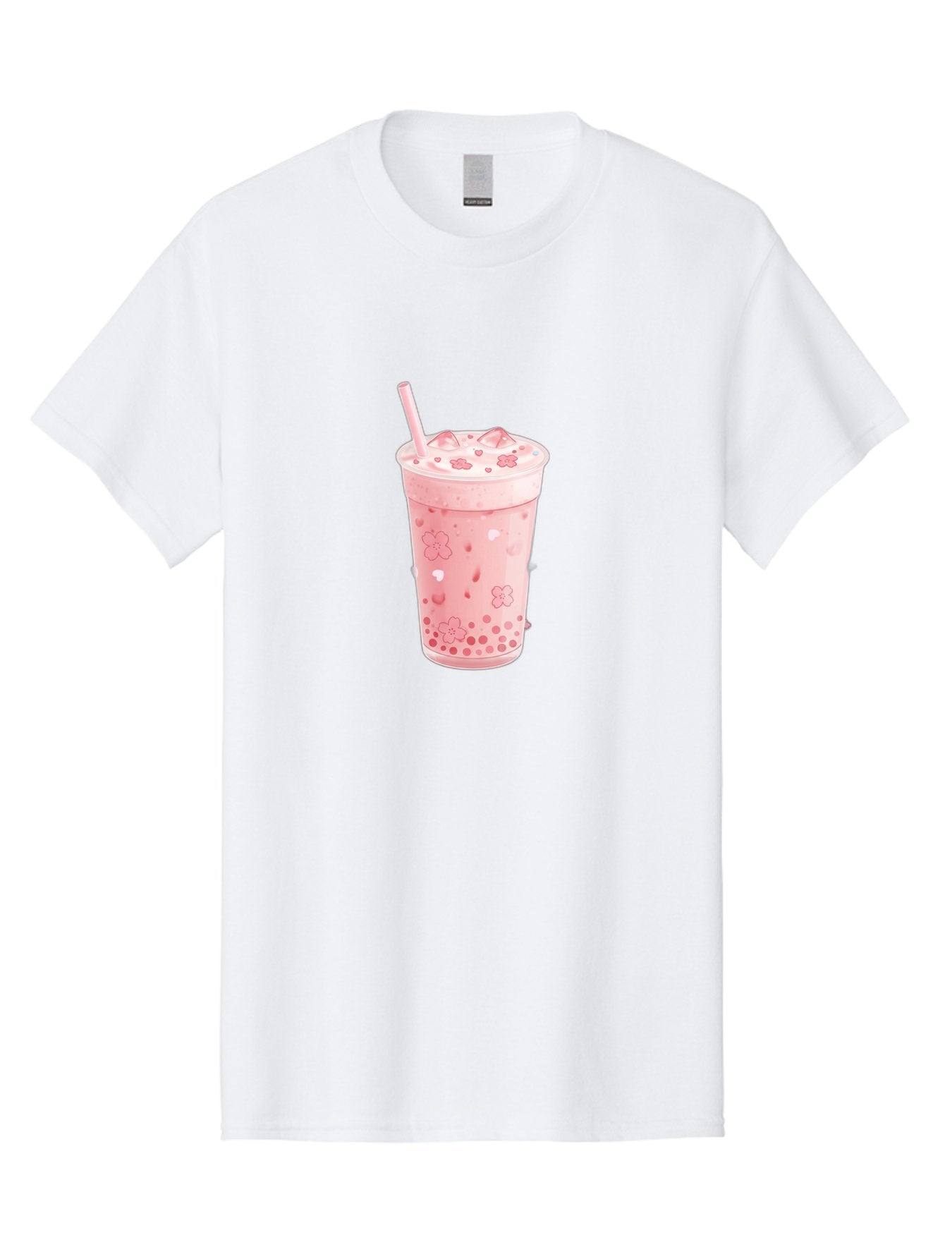 Strawberry-Milk-Tea Men'S Graphic Tee, 100% Cotton, Comfortable Casual Summer Wear, Machine Washable, Pink Milk Tea, Bubble Tea, Boba Drink, Iced Tea, Floral Design, Straw, Creamy Texture, Sweet Treat, Refreshing Beverage, Summer Drink Bad740