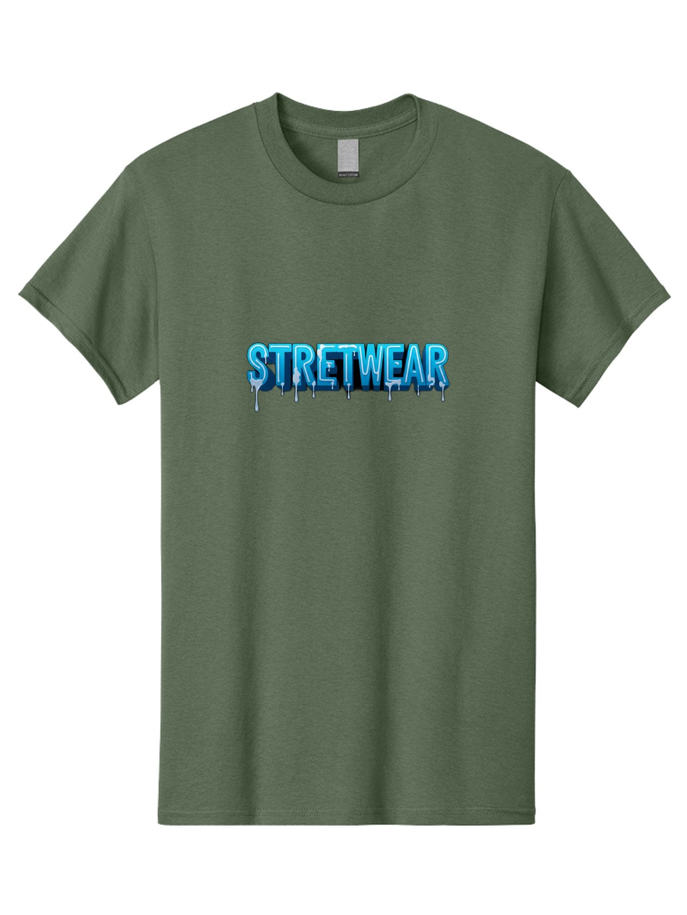 Stretwear-1 Men'S Graphic Tee, 100% Cotton, Comfortable Casual Summer Wear, Machine Washable, Streetwear Fashion, Urban Style, Graffiti Art, Dripping Effect, 3D Text, Blue Font, Street Culture, Clothing Brand, Edgy Design Bad747 15