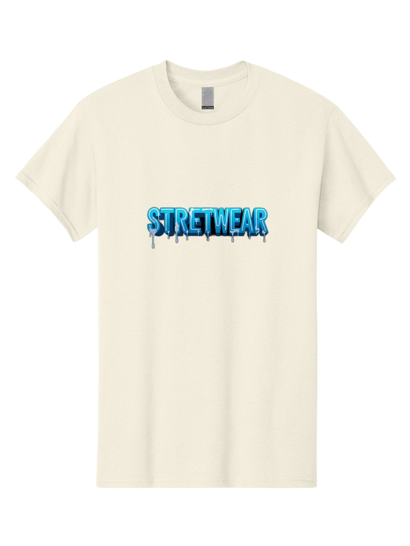 Stretwear-1 Men'S Graphic Tee, 100% Cotton, Comfortable Casual Summer Wear, Machine Washable, Streetwear Fashion, Urban Style, Graffiti Art, Dripping Effect, 3D Text, Blue Font, Street Culture, Clothing Brand, Edgy Design Bad747