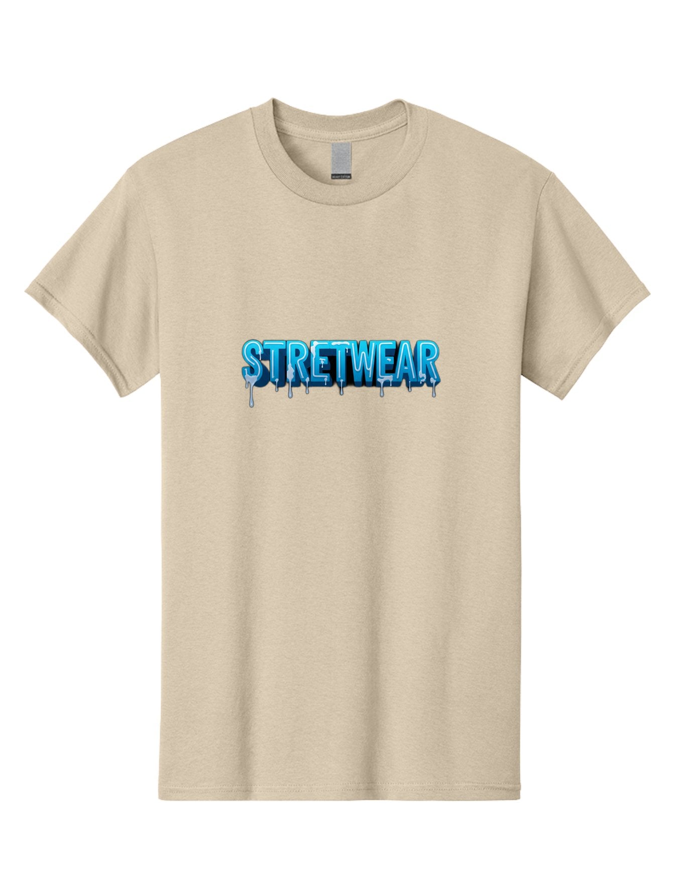Stretwear-1 Men'S Graphic Tee, 100% Cotton, Comfortable Casual Summer Wear, Machine Washable, Streetwear Fashion, Urban Style, Graffiti Art, Dripping Effect, 3D Text, Blue Font, Street Culture, Clothing Brand, Edgy Design Bad747 9