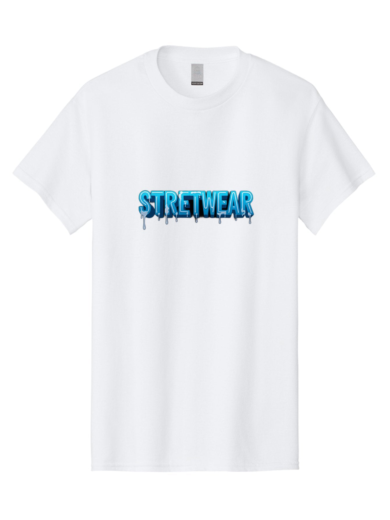 Stretwear-1 Men'S Graphic Tee, 100% Cotton, Comfortable Casual Summer Wear, Machine Washable, Streetwear Fashion, Urban Style, Graffiti Art, Dripping Effect, 3D Text, Blue Font, Street Culture, Clothing Brand, Edgy Design Bad747 14