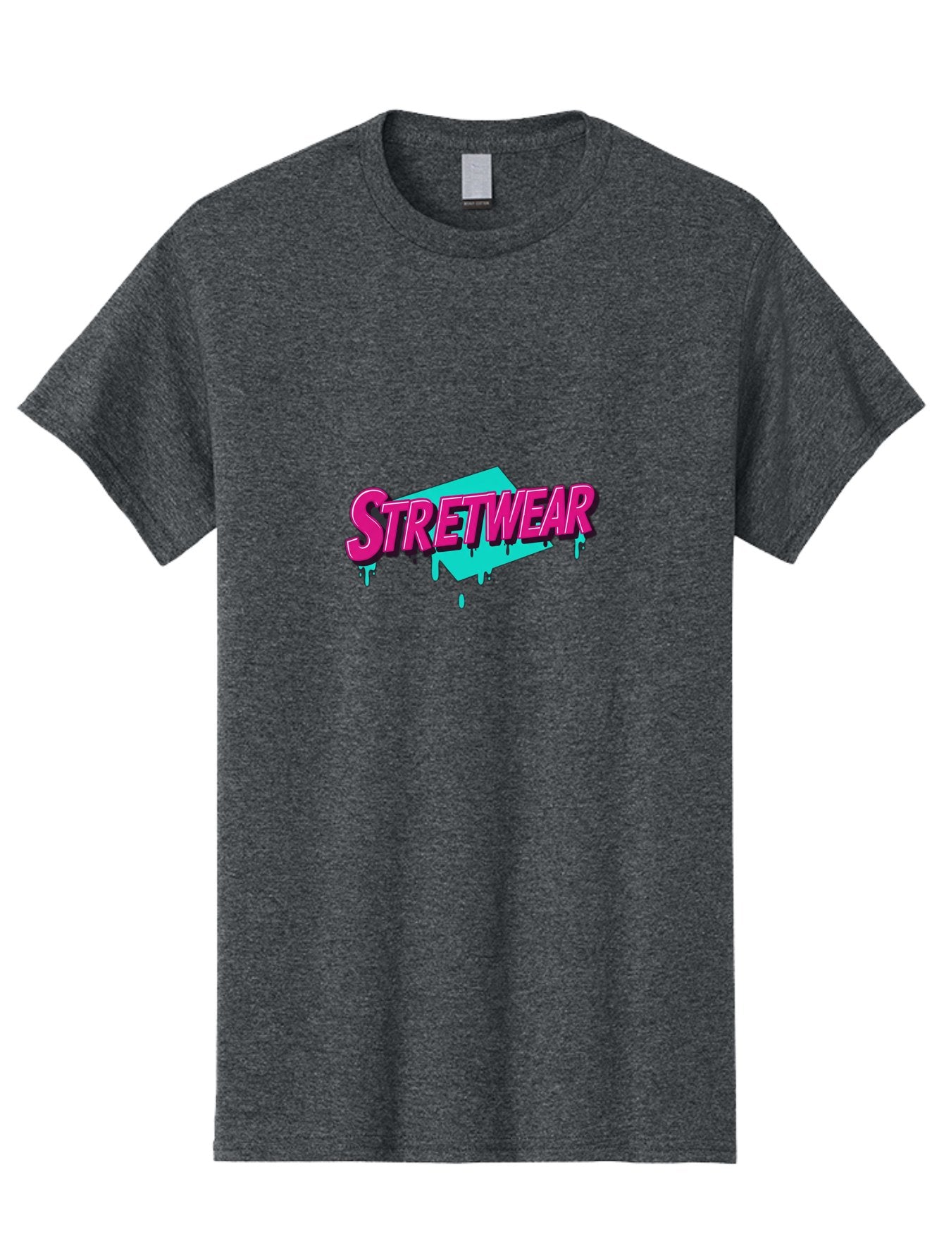 Stretwear-4 Men'S Graphic Tee, 100% Cotton, Comfortable Casual Summer Wear, Machine Washable, Streetwear Fashion, Urban Style, Bold Typography, Graffiti Art, Pink And Blue Colors, Edgy Design, Contemporary Fashion Trends, Stylish Clothing, Bad750