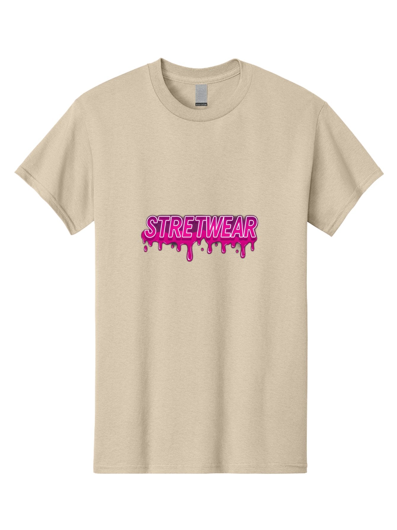 Stretwear Men'S Graphic Tee, 100% Cotton, Comfortable Casual Summer Wear, Machine Washable, Streetwear Fashion, Urban Style, Graffiti Art, Trendy Clothing, Pink Drips, Bold Typography, Edgy Aesthetic, Modern Design Bad756