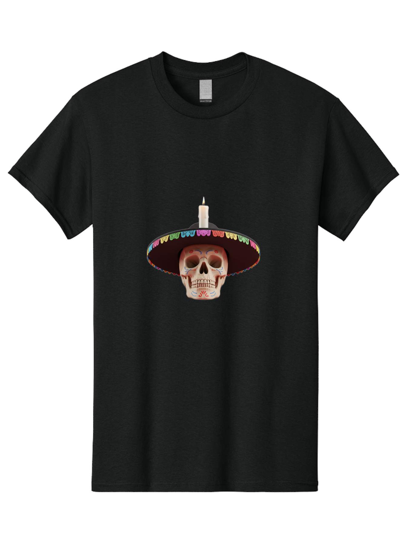 Sugar-Skull-10 Men'S Graphic Tee, 100% Cotton, Comfortable Casual Summer Wear, Machine Washable, Sugar Skull With Sombrero, Dia De Los Muertos, Colorful Decorations, Traditional Mexican Art, Vibrant Culture, Festive Spirit, Unique Design, Bad759 6