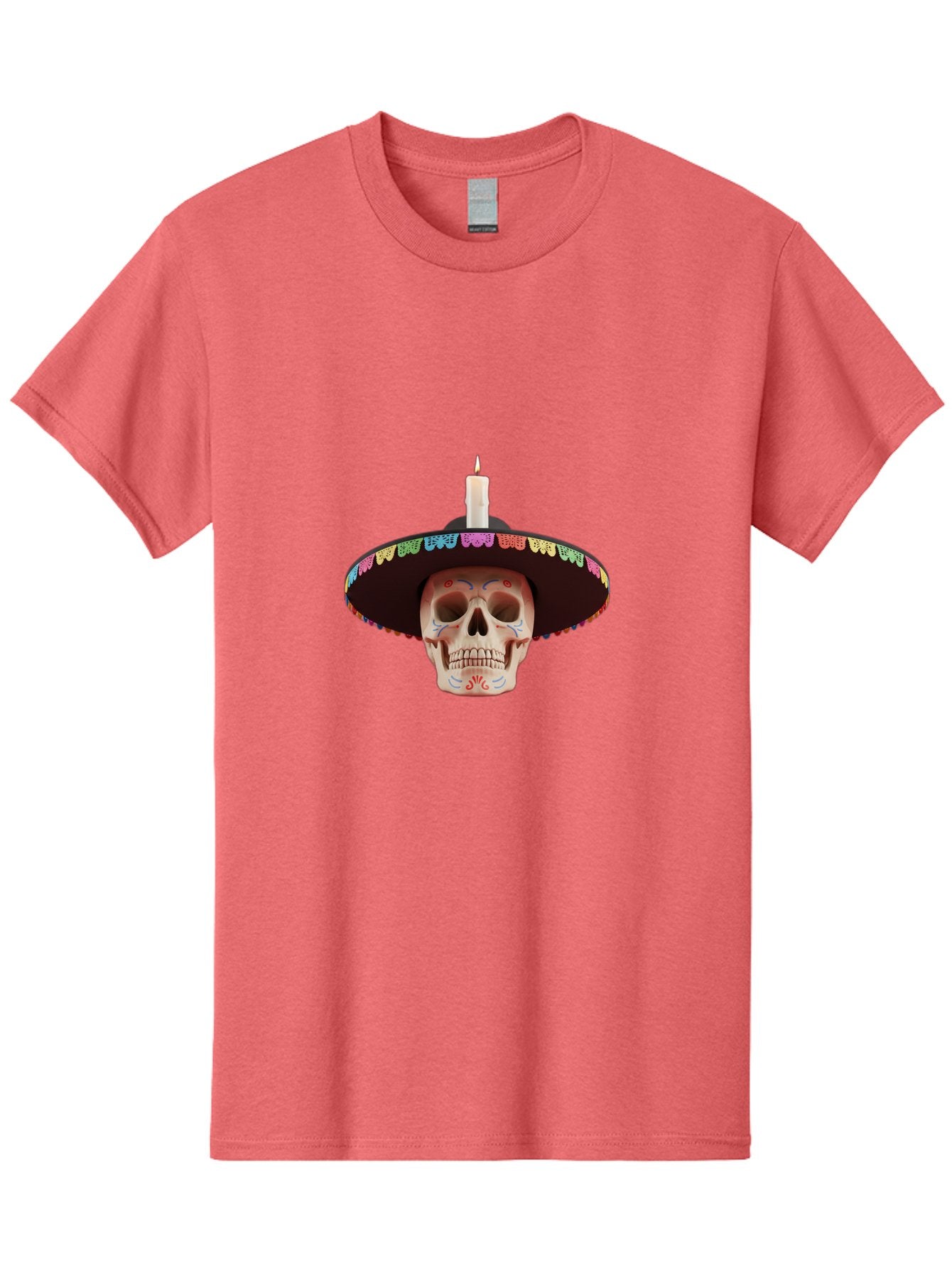 Sugar-Skull-10 Men'S Graphic Tee, 100% Cotton, Comfortable Casual Summer Wear, Machine Washable, Sugar Skull With Sombrero, Dia De Los Muertos, Colorful Decorations, Traditional Mexican Art, Vibrant Culture, Festive Spirit, Unique Design, Bad759 13