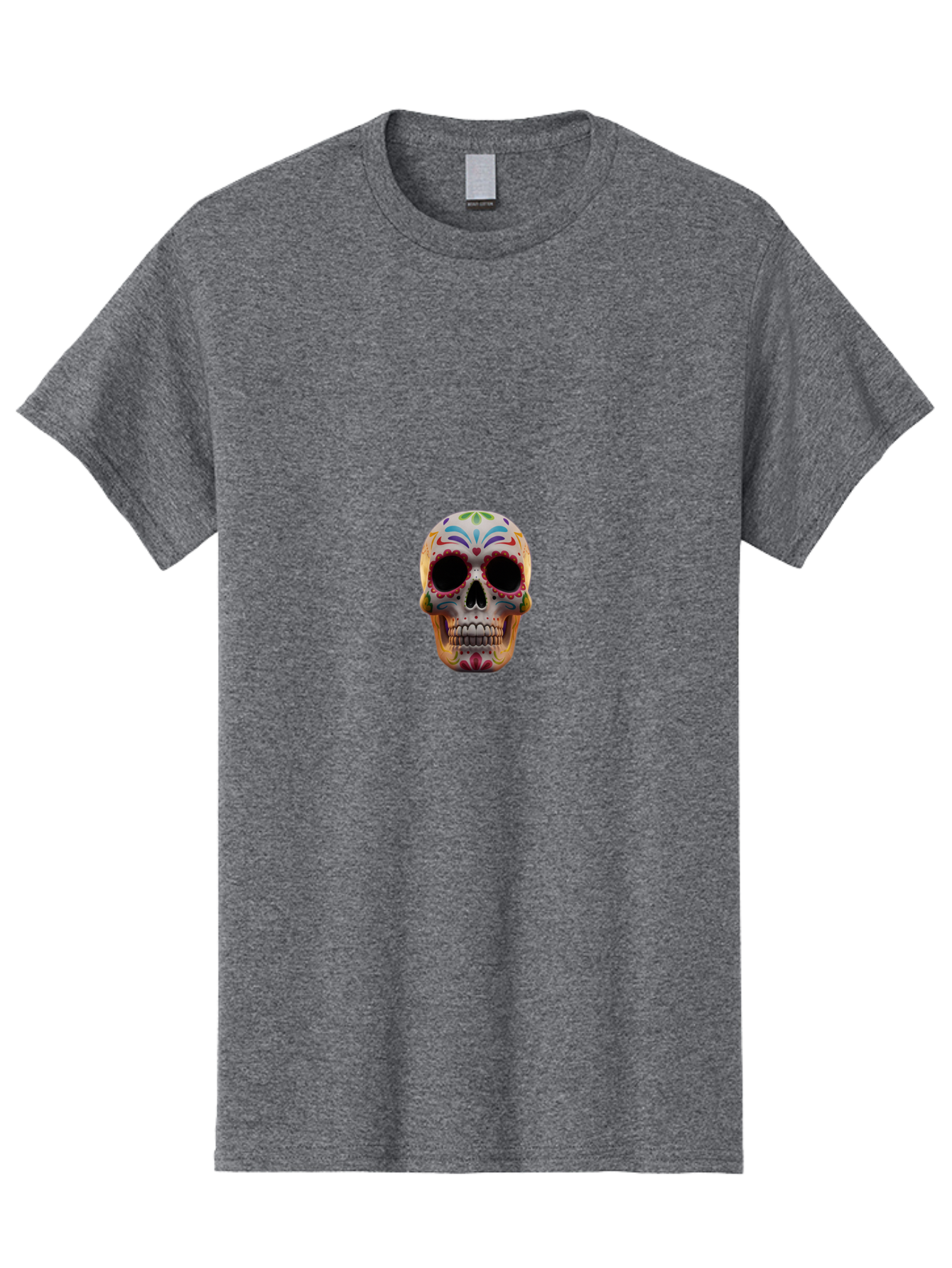 Sugar-Skull-12 Men'S Graphic Tee, 100% Cotton, Comfortable Casual Summer Wear, Machine Washable, Sugar Skull, Day Of The Dead, Dia De Los Muertos, Vibrant Colors, Decorative Skull, Mexican Culture, Skull Decoration, Colorful Patterns Bad761 7