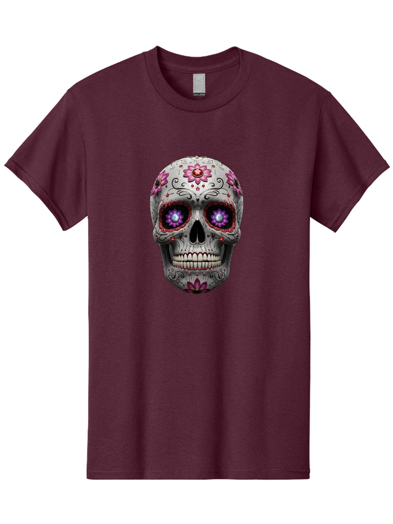 Sugar-Skull-17 Men'S Graphic Tee, 100% Cotton, Comfortable Casual Summer Wear, Machine Washable, Sugar Skull, Day Of The Dead, Skull Art, Floral Designs, Vibrant Colors, Intricate Patterns, Gothic Style, Mystical Symbols, Jewelry Designs, Bad766 14