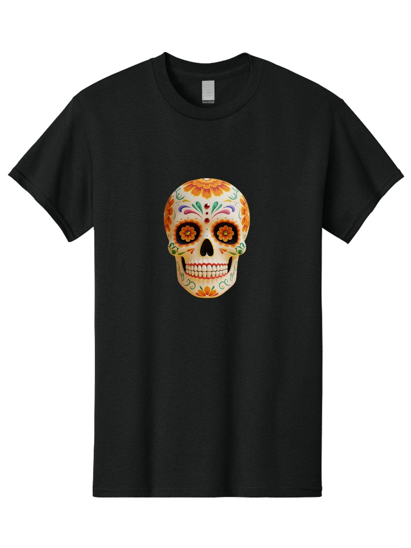 Sugar-Skull-20 Men'S Graphic Tee, 100% Cotton, Comfortable Casual Summer Wear, Machine Washable, Sugar Skull, Day Of The Dead, Dia De Los Muertos, Colorful Skull, Floral Decorations, Vibrant Colors, Mexican Art, Festive, Celebratory, Bad770 11