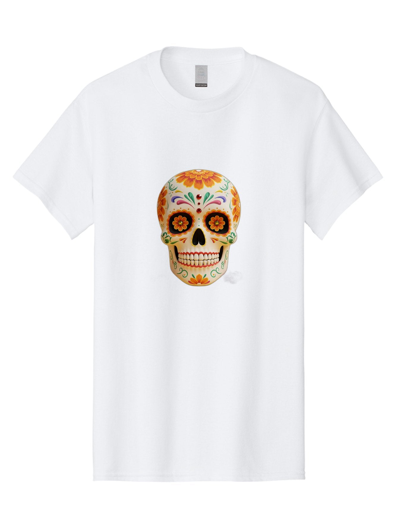 Sugar-Skull-20 Men'S Graphic Tee, 100% Cotton, Comfortable Casual Summer Wear, Machine Washable, Sugar Skull, Day Of The Dead, Dia De Los Muertos, Colorful Skull, Floral Decorations, Vibrant Colors, Mexican Art, Festive, Celebratory, Bad770 9