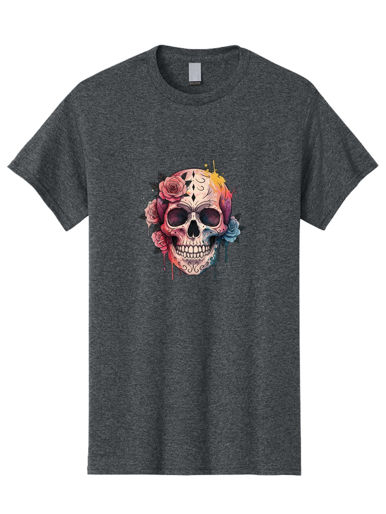 Sugar-Skull-4 Men'S Graphic Tee, 100% Cotton, Comfortable Casual Summer Wear, Machine Washable, Sugar Skull, Day Of The Dead, Floral Skull, Vibrant Colors, Intricate Designs, Abstract Art, Grunge Style, Street Art, Tattoo Art, Mexican Culture, Bad776 15