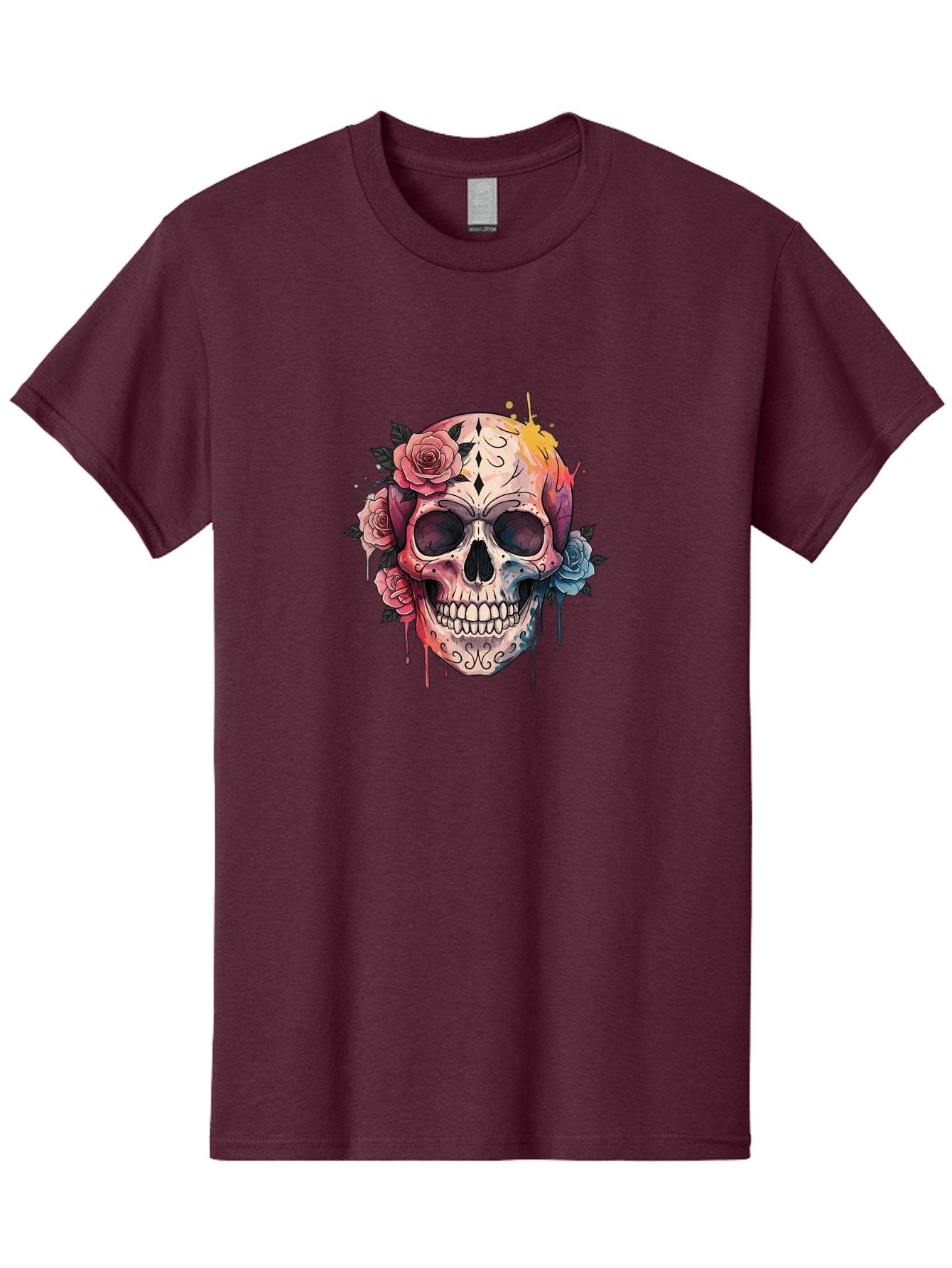 Sugar-Skull-4 Men'S Graphic Tee, 100% Cotton, Comfortable Casual Summer Wear, Machine Washable, Sugar Skull, Day Of The Dead, Floral Skull, Vibrant Colors, Intricate Designs, Abstract Art, Grunge Style, Street Art, Tattoo Art, Mexican Culture, Bad776 10