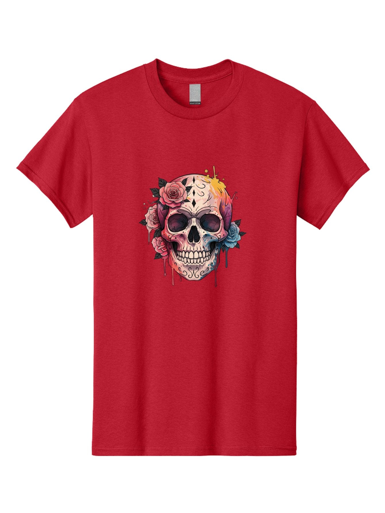 Sugar-Skull-4 Men'S Graphic Tee, 100% Cotton, Comfortable Casual Summer Wear, Machine Washable, Sugar Skull, Day Of The Dead, Floral Skull, Vibrant Colors, Intricate Designs, Abstract Art, Grunge Style, Street Art, Tattoo Art, Mexican Culture, Bad776 13