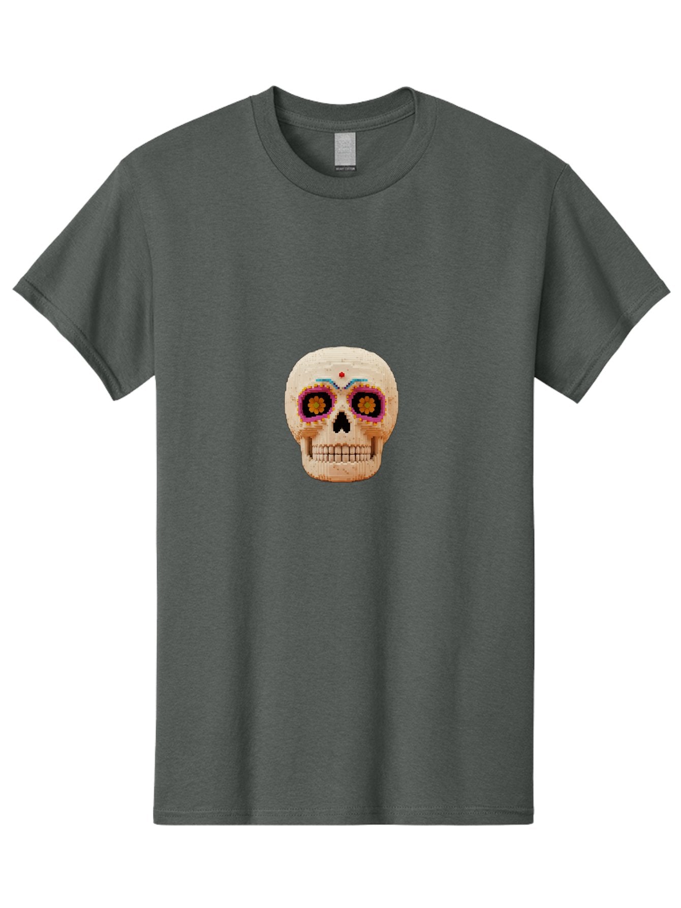 Sugar-Skull-7 Men'S Graphic Tee, 100% Cotton, Comfortable Casual Summer Wear, Machine Washable, Sugar Skull Decoration, Day Of The Dead, Colorful Skull, Mexican Culture, Festive Design, Vibrant Colors, Floral Patterns, Traditional Art Bad779 11