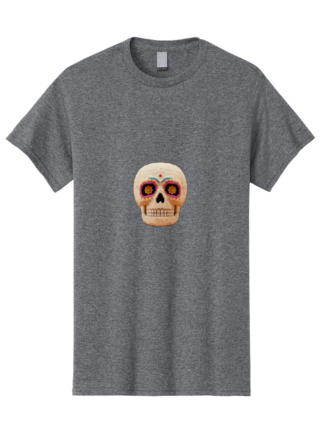 Sugar-Skull-7 Men'S Graphic Tee, 100% Cotton, Comfortable Casual Summer Wear, Machine Washable, Sugar Skull Decoration, Day Of The Dead, Colorful Skull, Mexican Culture, Festive Design, Vibrant Colors, Floral Patterns, Traditional Art Bad779 10