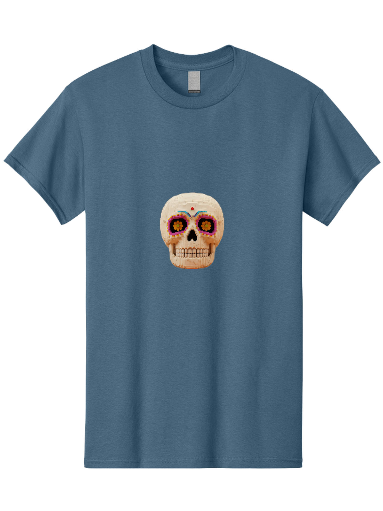 Sugar-Skull-7 Men'S Graphic Tee, 100% Cotton, Comfortable Casual Summer Wear, Machine Washable, Sugar Skull Decoration, Day Of The Dead, Colorful Skull, Mexican Culture, Festive Design, Vibrant Colors, Floral Patterns, Traditional Art Bad779 11