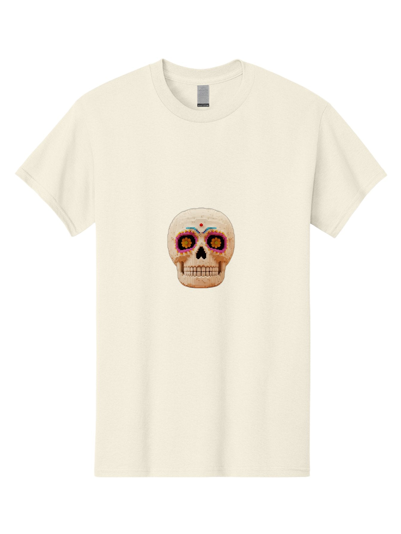 Sugar-Skull-7 Men'S Graphic Tee, 100% Cotton, Comfortable Casual Summer Wear, Machine Washable, Sugar Skull Decoration, Day Of The Dead, Colorful Skull, Mexican Culture, Festive Design, Vibrant Colors, Floral Patterns, Traditional Art Bad779 14