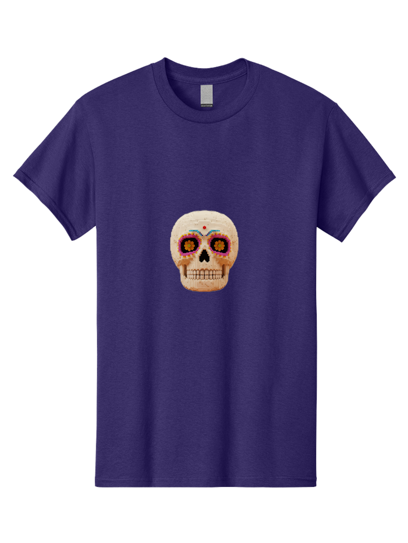 Sugar-Skull-7 Men'S Graphic Tee, 100% Cotton, Comfortable Casual Summer Wear, Machine Washable, Sugar Skull Decoration, Day Of The Dead, Colorful Skull, Mexican Culture, Festive Design, Vibrant Colors, Floral Patterns, Traditional Art Bad779 6