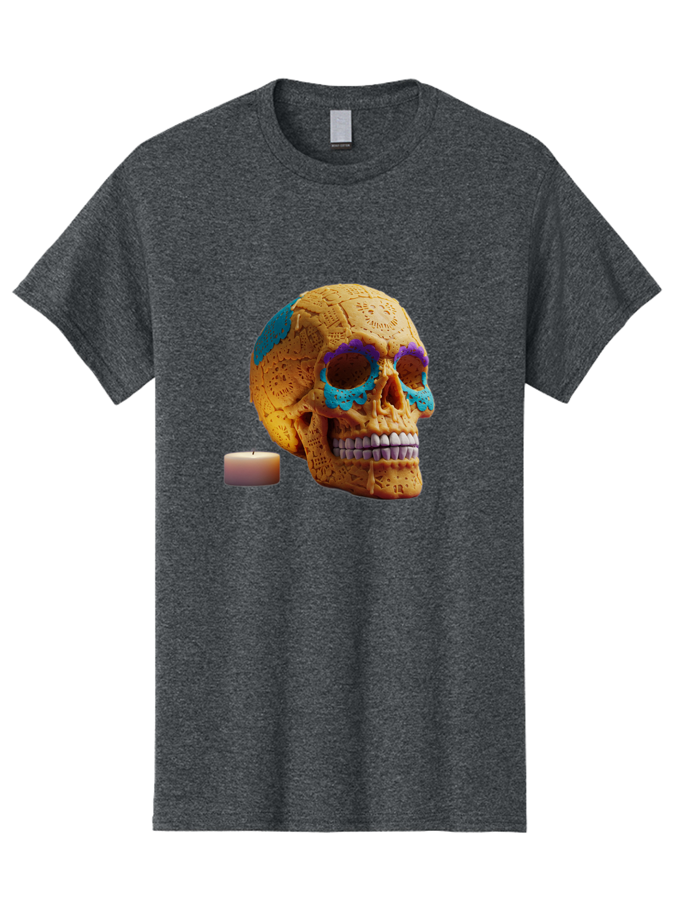 Sugar-Skull-8 Men'S Graphic Tee, 100% Cotton, Comfortable Casual Summer Wear, Machine Washable, Sugar Skull, Day Of The Dead Celebration, Vibrant Decorations, Intricate Designs, Decorative Skull, Traditional Mexican Art, Festive Atmosphere, Bad780 15