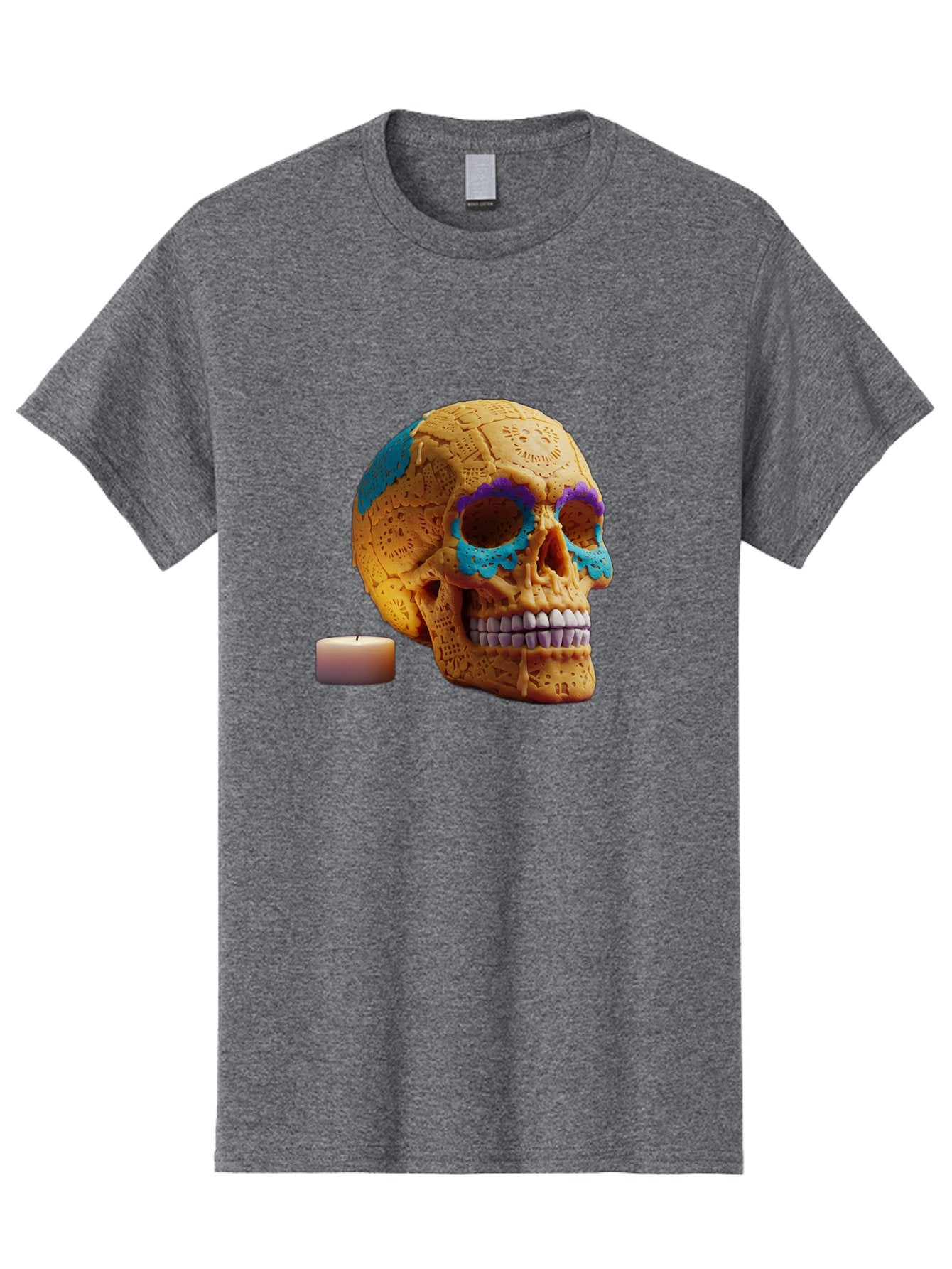 Sugar-Skull-8 Men'S Graphic Tee, 100% Cotton, Comfortable Casual Summer Wear, Machine Washable, Sugar Skull, Day Of The Dead Celebration, Vibrant Decorations, Intricate Designs, Decorative Skull, Traditional Mexican Art, Festive Atmosphere, Bad780 15
