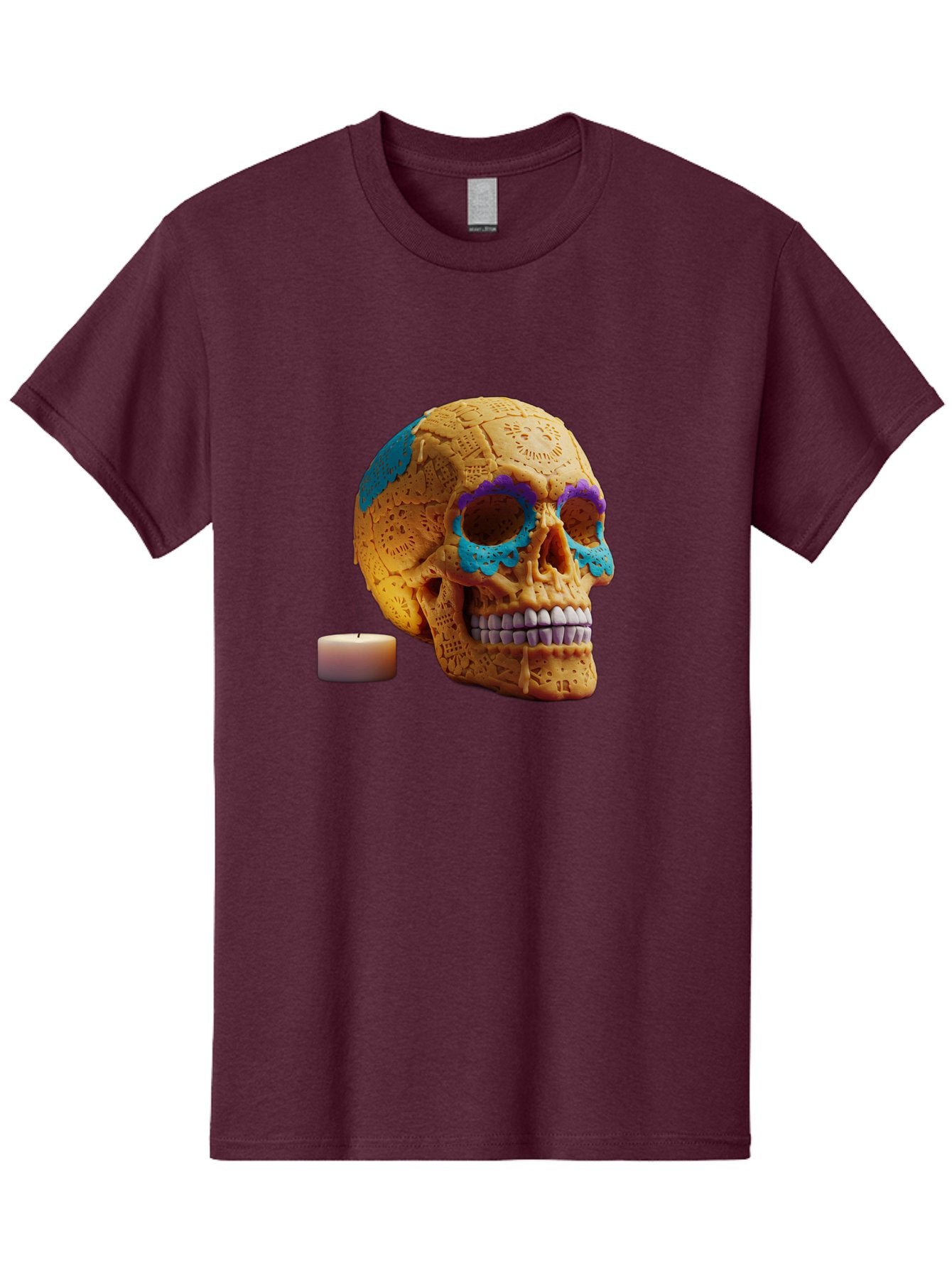 Sugar-Skull-8 Men'S Graphic Tee, 100% Cotton, Comfortable Casual Summer Wear, Machine Washable, Sugar Skull, Day Of The Dead Celebration, Vibrant Decorations, Intricate Designs, Decorative Skull, Traditional Mexican Art, Festive Atmosphere, Bad780