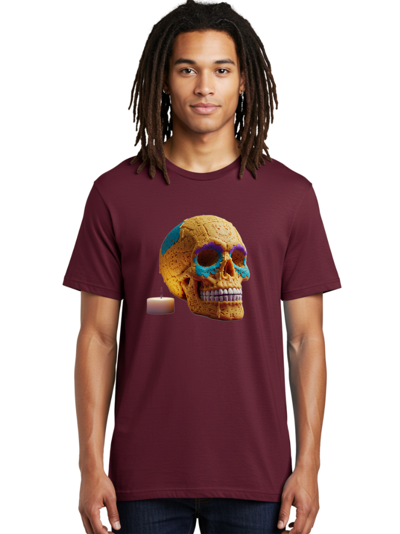 Sugar-Skull-8 Men'S Graphic Tee, 100% Cotton, Comfortable Casual Summer Wear, Machine Washable, Sugar Skull, Day Of The Dead Celebration, Vibrant Decorations, Intricate Designs, Decorative Skull, Traditional Mexican Art, Festive Atmosphere, Bad780 25