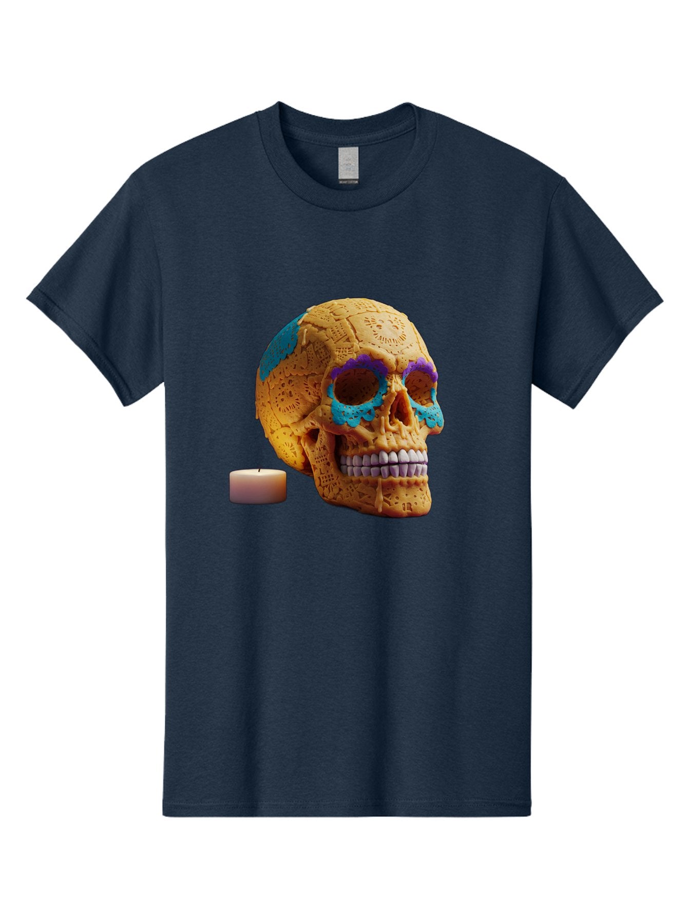 Sugar-Skull-8 Men'S Graphic Tee, 100% Cotton, Comfortable Casual Summer Wear, Machine Washable, Sugar Skull, Day Of The Dead Celebration, Vibrant Decorations, Intricate Designs, Decorative Skull, Traditional Mexican Art, Festive Atmosphere, Bad780 12