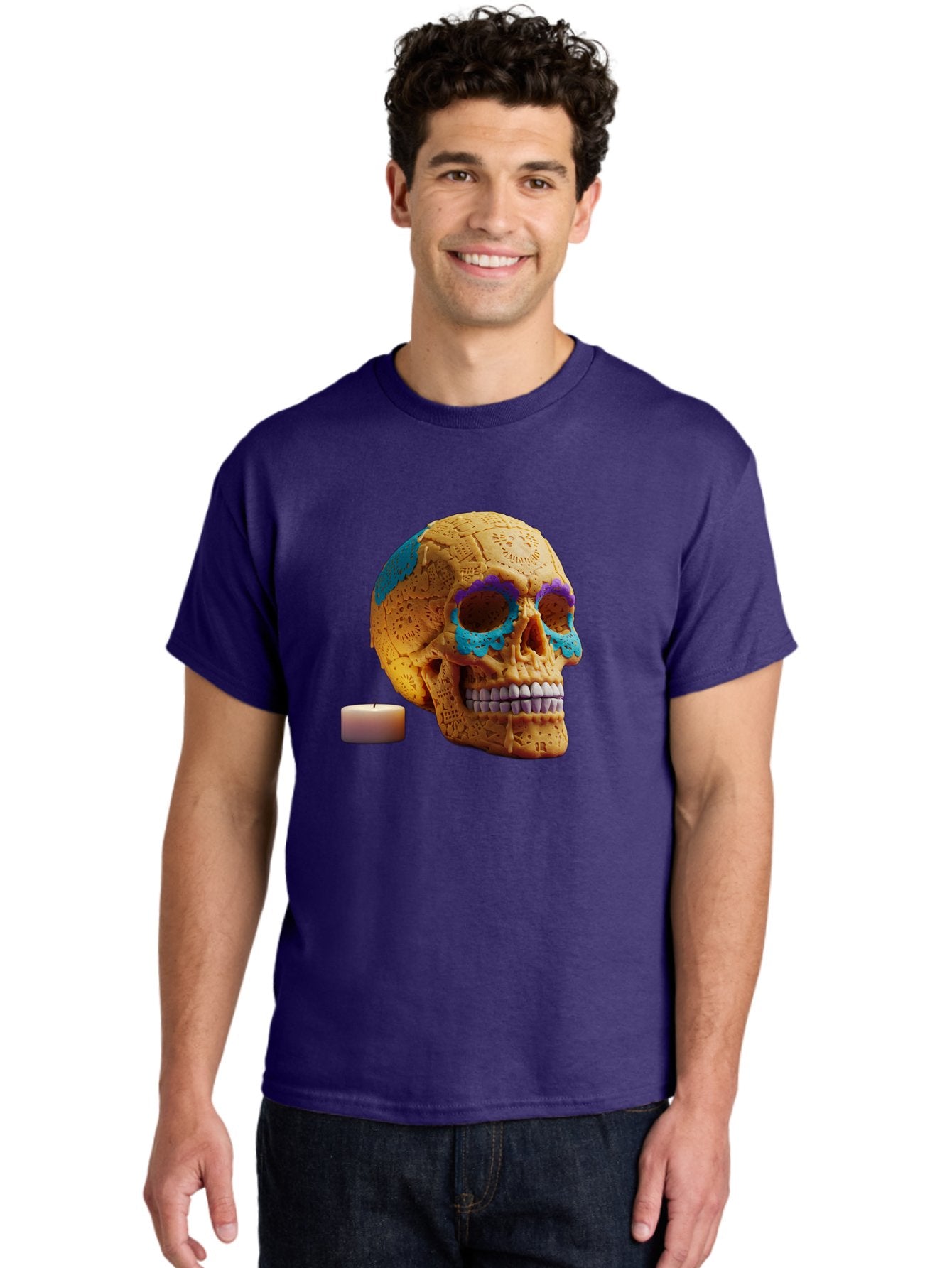 Sugar-Skull-8 Men'S Graphic Tee, 100% Cotton, Comfortable Casual Summer Wear, Machine Washable, Sugar Skull, Day Of The Dead Celebration, Vibrant Decorations, Intricate Designs, Decorative Skull, Traditional Mexican Art, Festive Atmosphere, Bad780 22