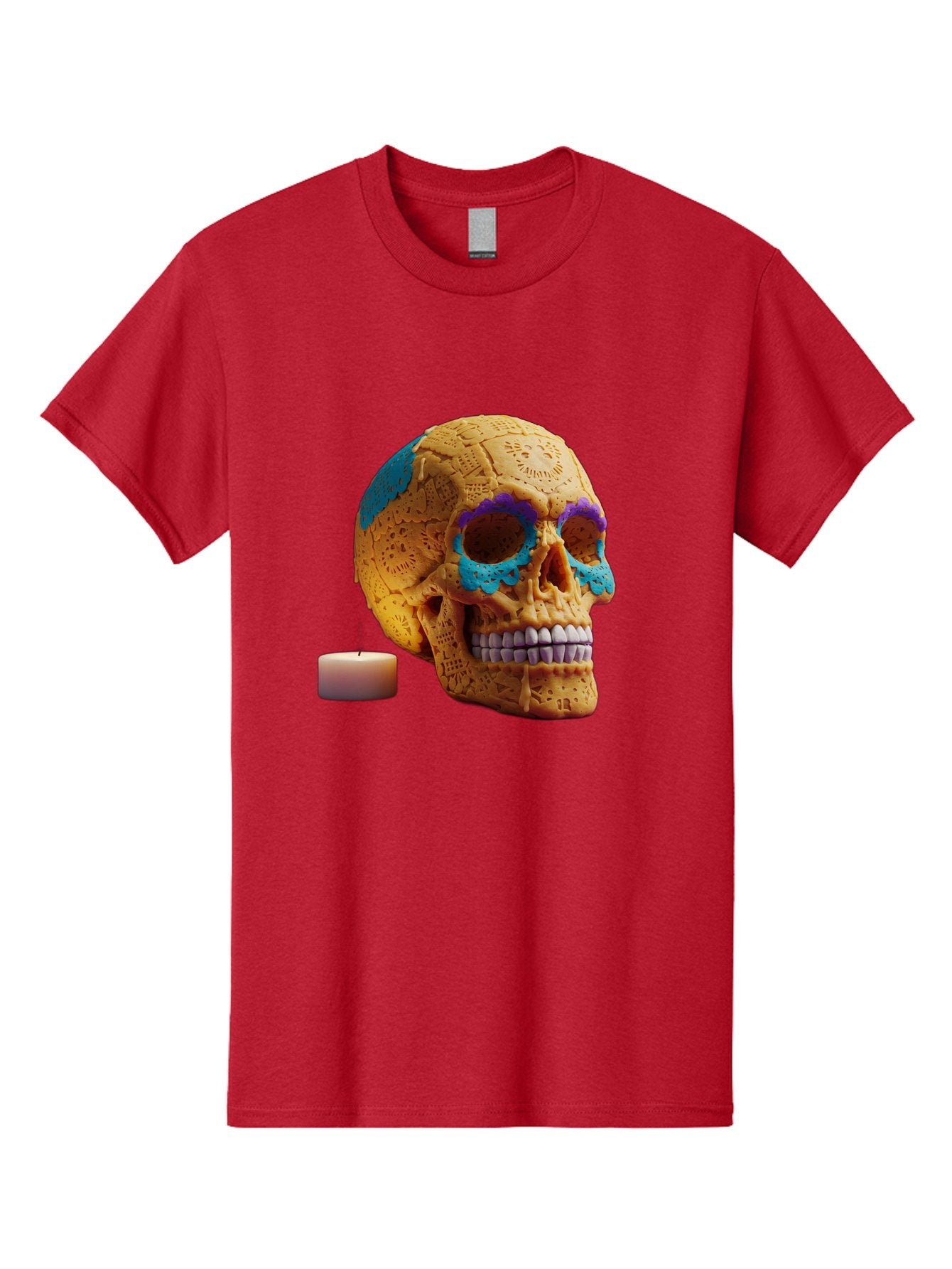 Sugar-Skull-8 Men'S Graphic Tee, 100% Cotton, Comfortable Casual Summer Wear, Machine Washable, Sugar Skull, Day Of The Dead Celebration, Vibrant Decorations, Intricate Designs, Decorative Skull, Traditional Mexican Art, Festive Atmosphere, Bad780 7