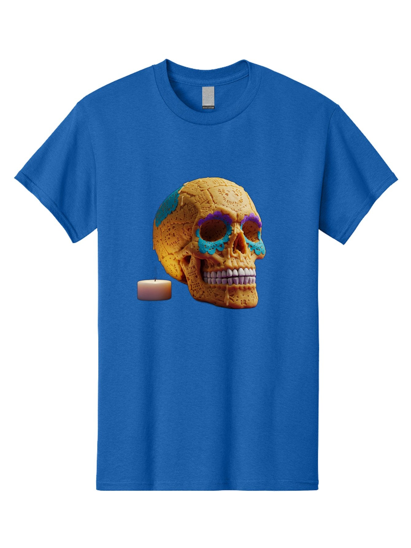 Sugar-Skull-8 Men'S Graphic Tee, 100% Cotton, Comfortable Casual Summer Wear, Machine Washable, Sugar Skull, Day Of The Dead Celebration, Vibrant Decorations, Intricate Designs, Decorative Skull, Traditional Mexican Art, Festive Atmosphere, Bad780 6