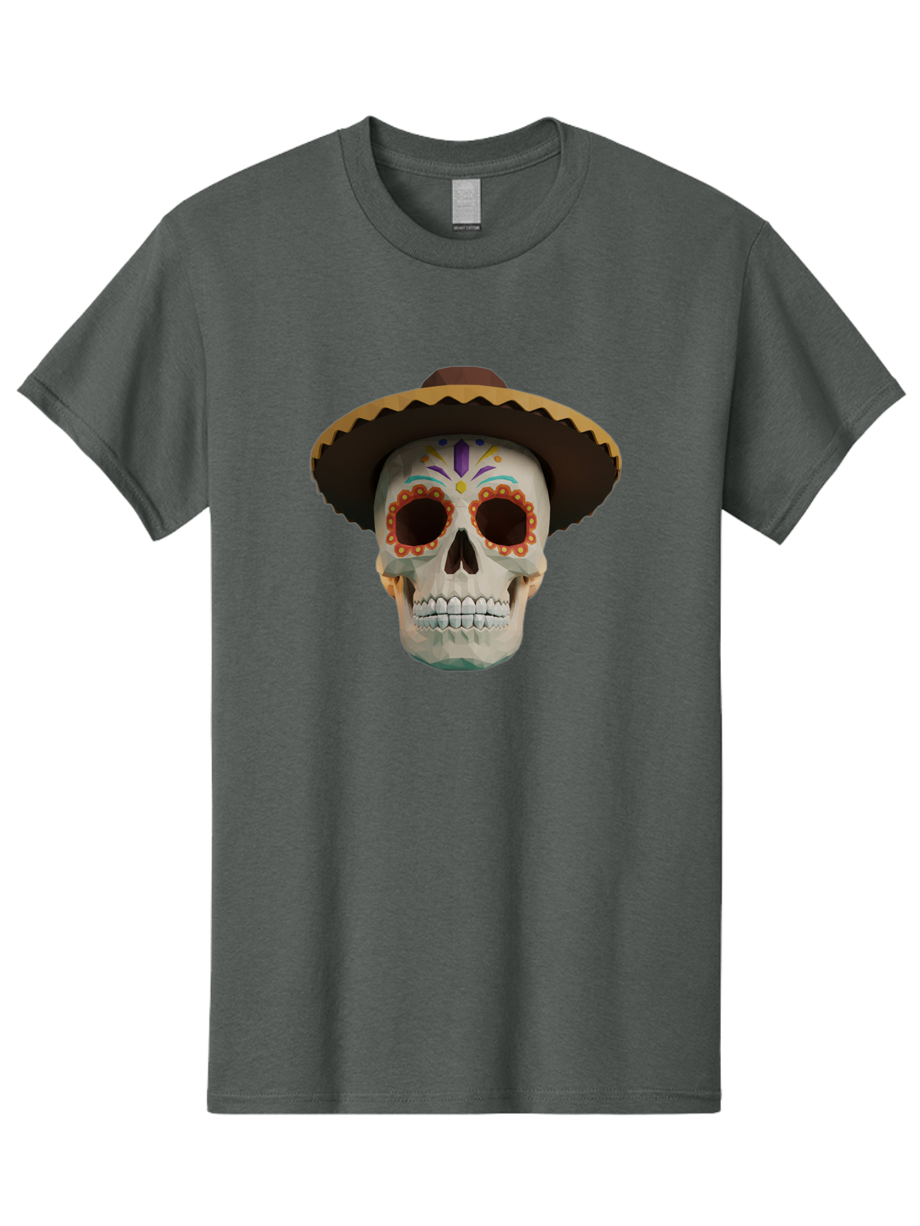 Sugar-Skull-Sombrero Men'S Graphic Tee, 100% Cotton, Comfortable Casual Summer Wear, Machine Washable, Sugar Skull, Sombrero Hat, Mexican Culture, Day Of The Dead, Colorful Designs, Vibrant Patterns, Festive Spirit, Halloween, Bad788 4