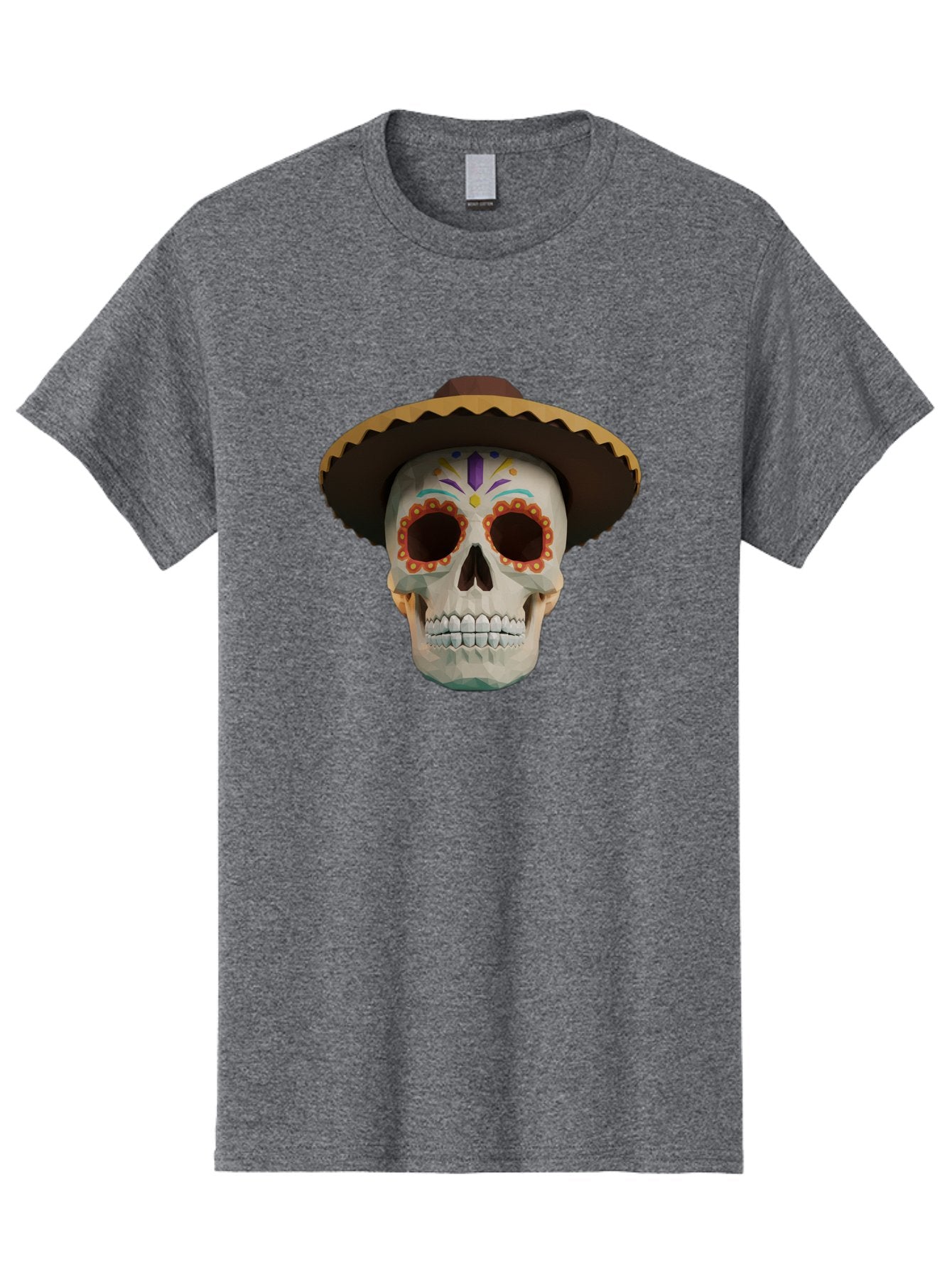 Sugar-Skull-Sombrero Men'S Graphic Tee, 100% Cotton, Comfortable Casual Summer Wear, Machine Washable, Sugar Skull, Sombrero Hat, Mexican Culture, Day Of The Dead, Colorful Designs, Vibrant Patterns, Festive Spirit, Halloween, Bad788 14