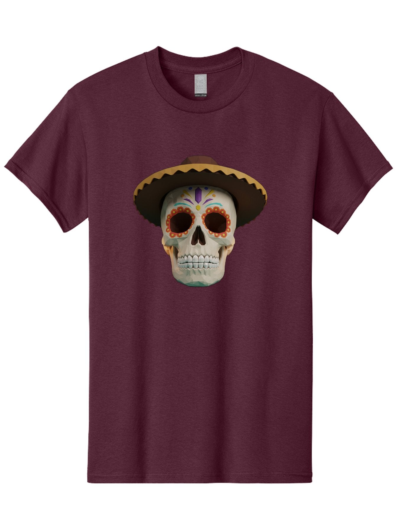 Sugar-Skull-Sombrero Men'S Graphic Tee, 100% Cotton, Comfortable Casual Summer Wear, Machine Washable, Sugar Skull, Sombrero Hat, Mexican Culture, Day Of The Dead, Colorful Designs, Vibrant Patterns, Festive Spirit, Halloween, Bad788 3