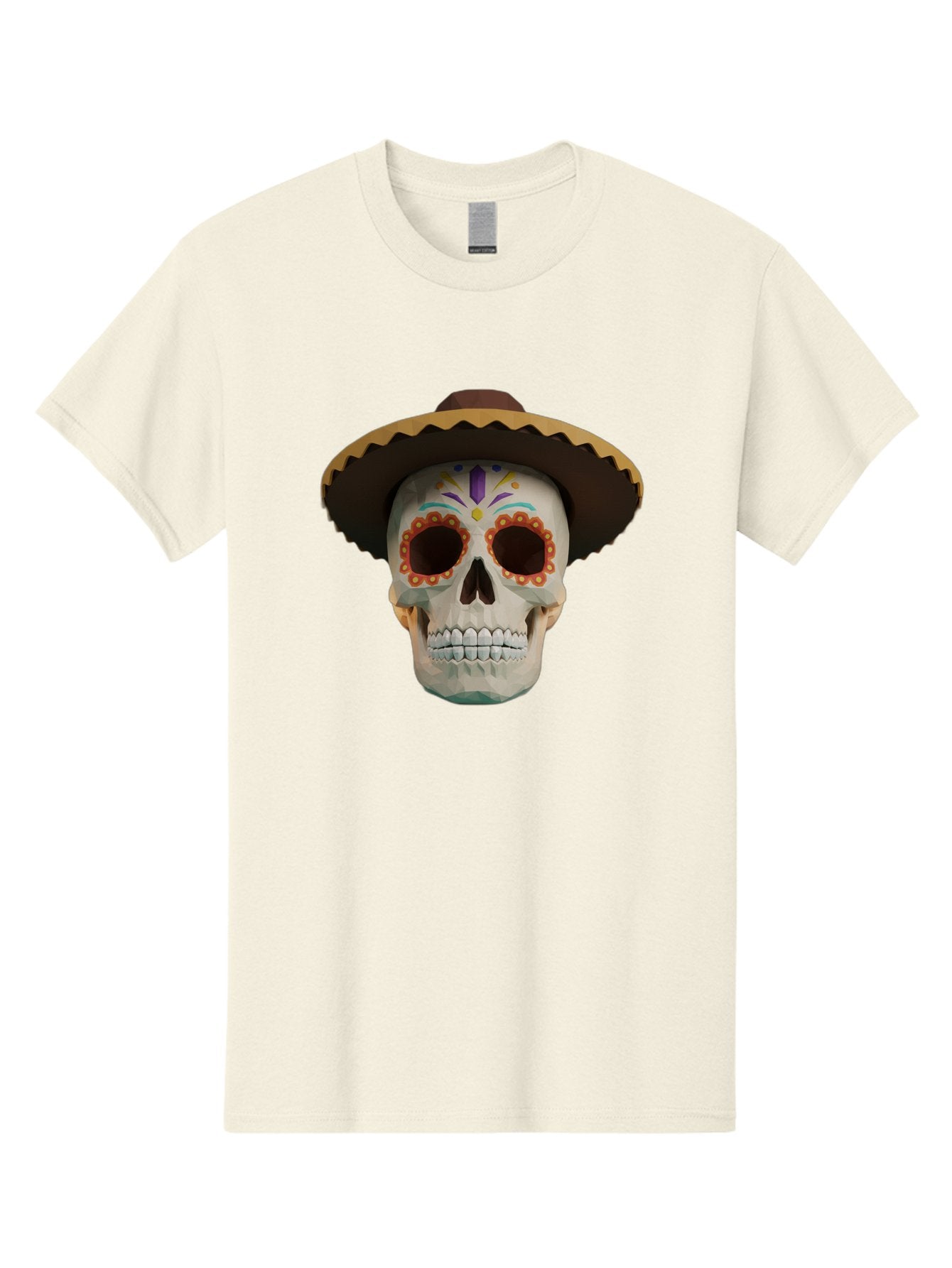 Sugar-Skull-Sombrero Men'S Graphic Tee, 100% Cotton, Comfortable Casual Summer Wear, Machine Washable, Sugar Skull, Sombrero Hat, Mexican Culture, Day Of The Dead, Colorful Designs, Vibrant Patterns, Festive Spirit, Halloween, Bad788 6