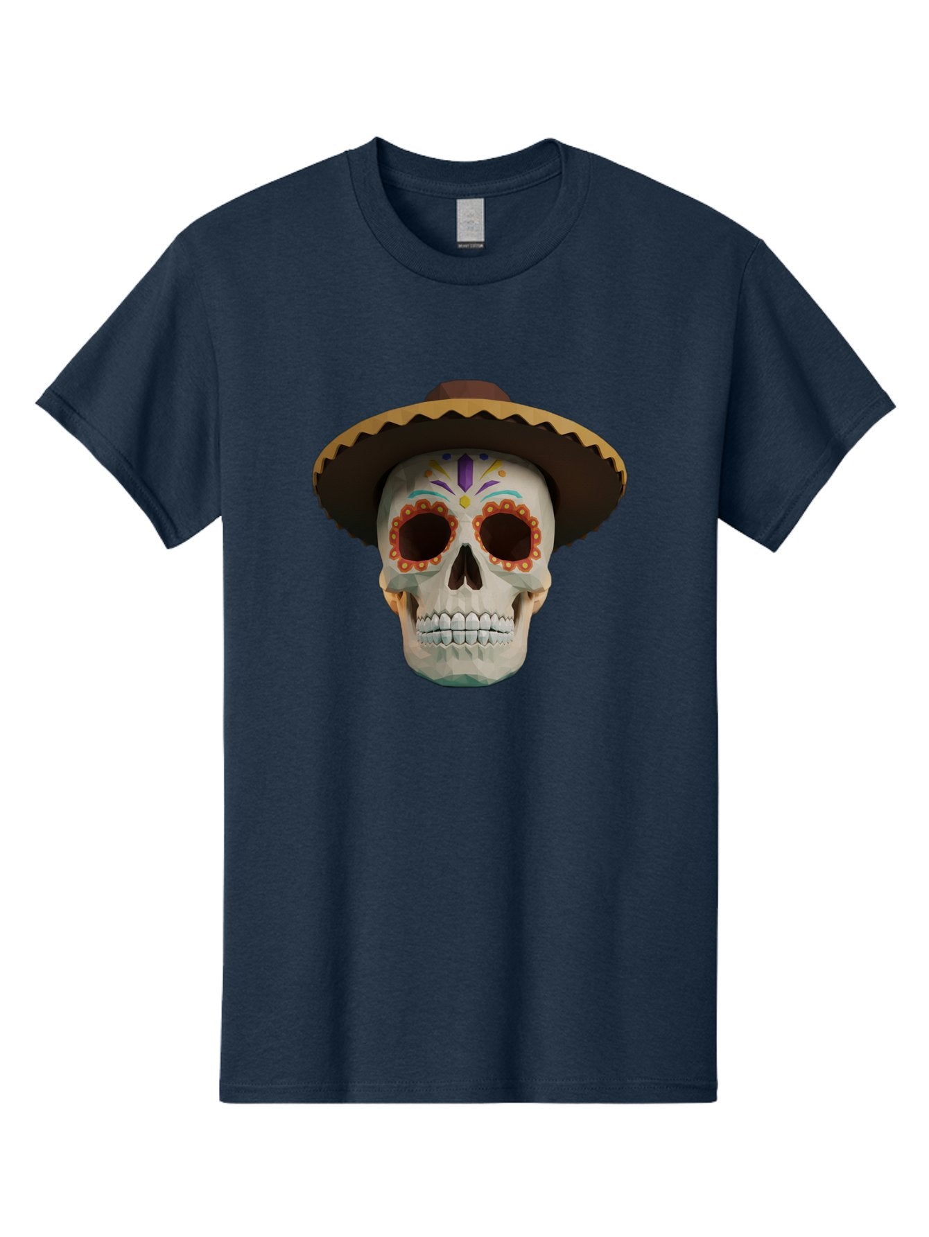 Sugar-Skull-Sombrero Men'S Graphic Tee, 100% Cotton, Comfortable Casual Summer Wear, Machine Washable, Sugar Skull, Sombrero Hat, Mexican Culture, Day Of The Dead, Colorful Designs, Vibrant Patterns, Festive Spirit, Halloween, Bad788 13