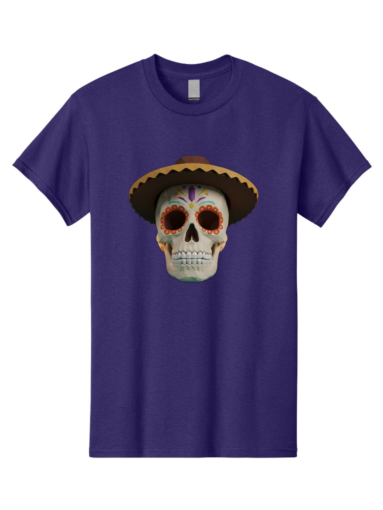 Sugar-Skull-Sombrero Men'S Graphic Tee, 100% Cotton, Comfortable Casual Summer Wear, Machine Washable, Sugar Skull, Sombrero Hat, Mexican Culture, Day Of The Dead, Colorful Designs, Vibrant Patterns, Festive Spirit, Halloween, Bad788 8